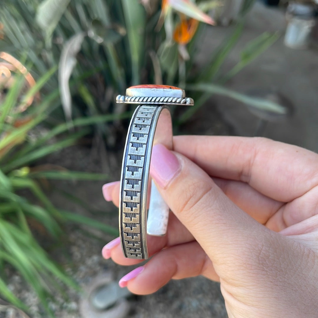 Orange Spiny Stamped Cuff