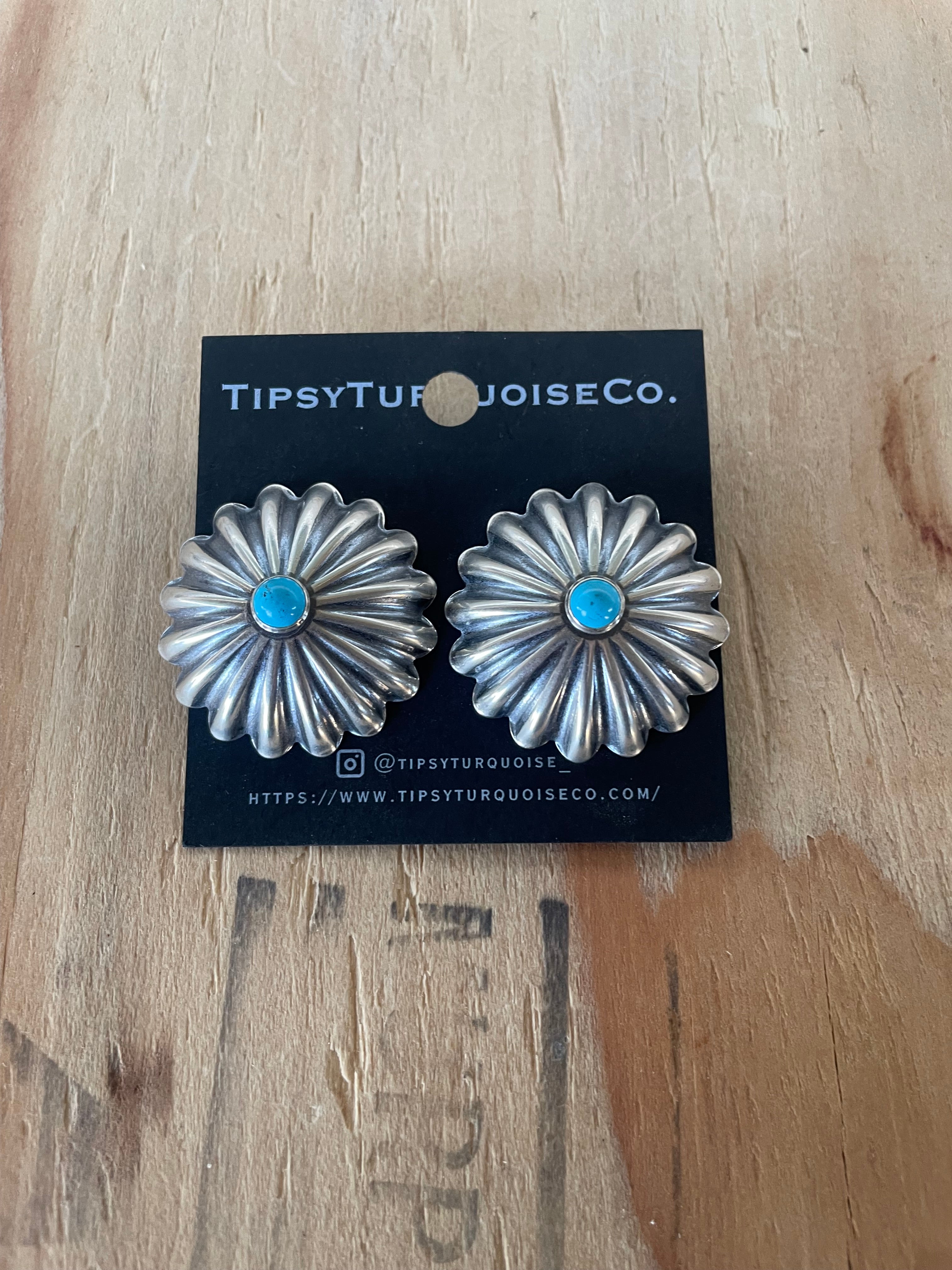 Large Turquoise Conch Earrings