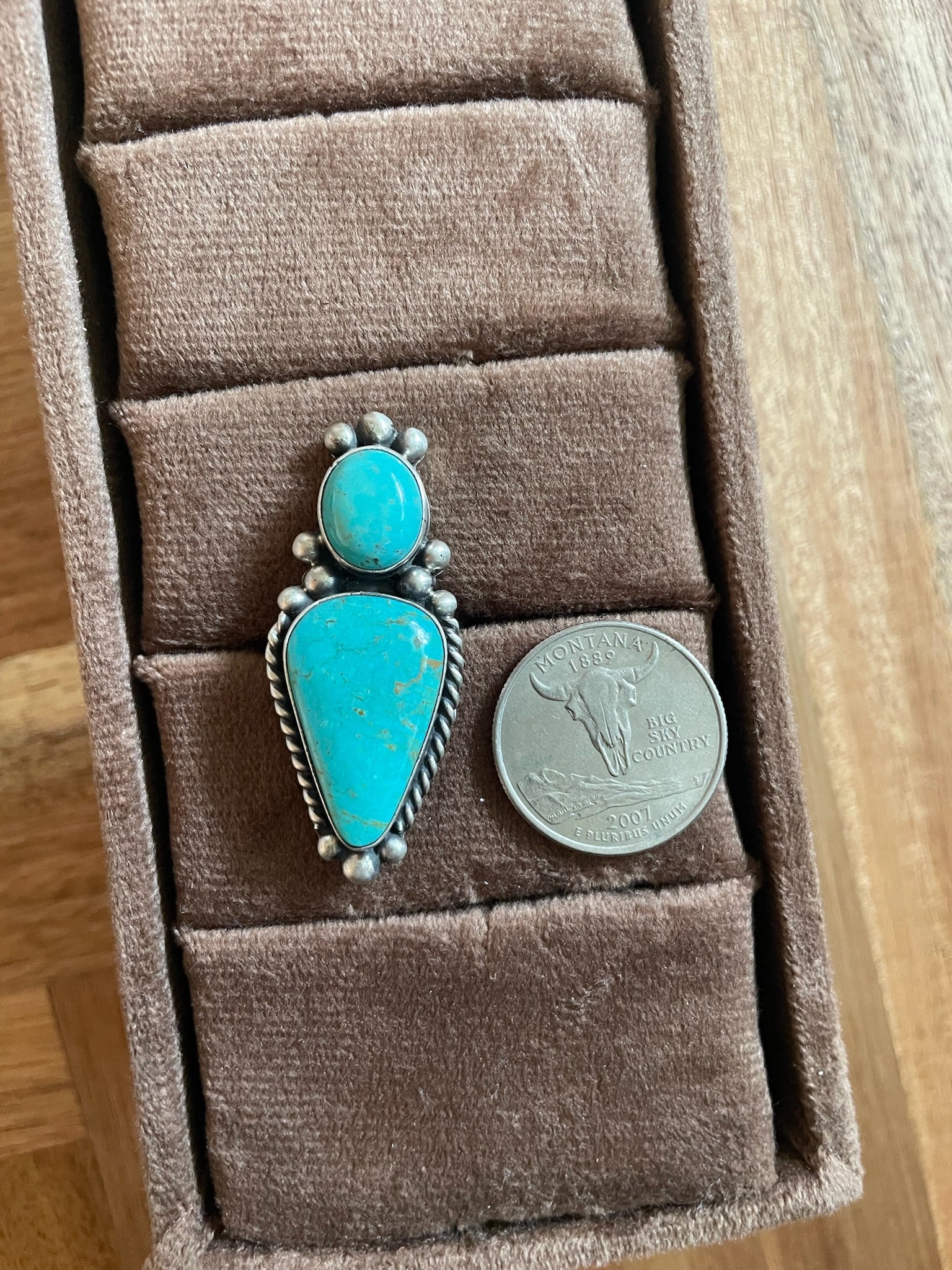 2 Stone Turquoise Ring Adjustable