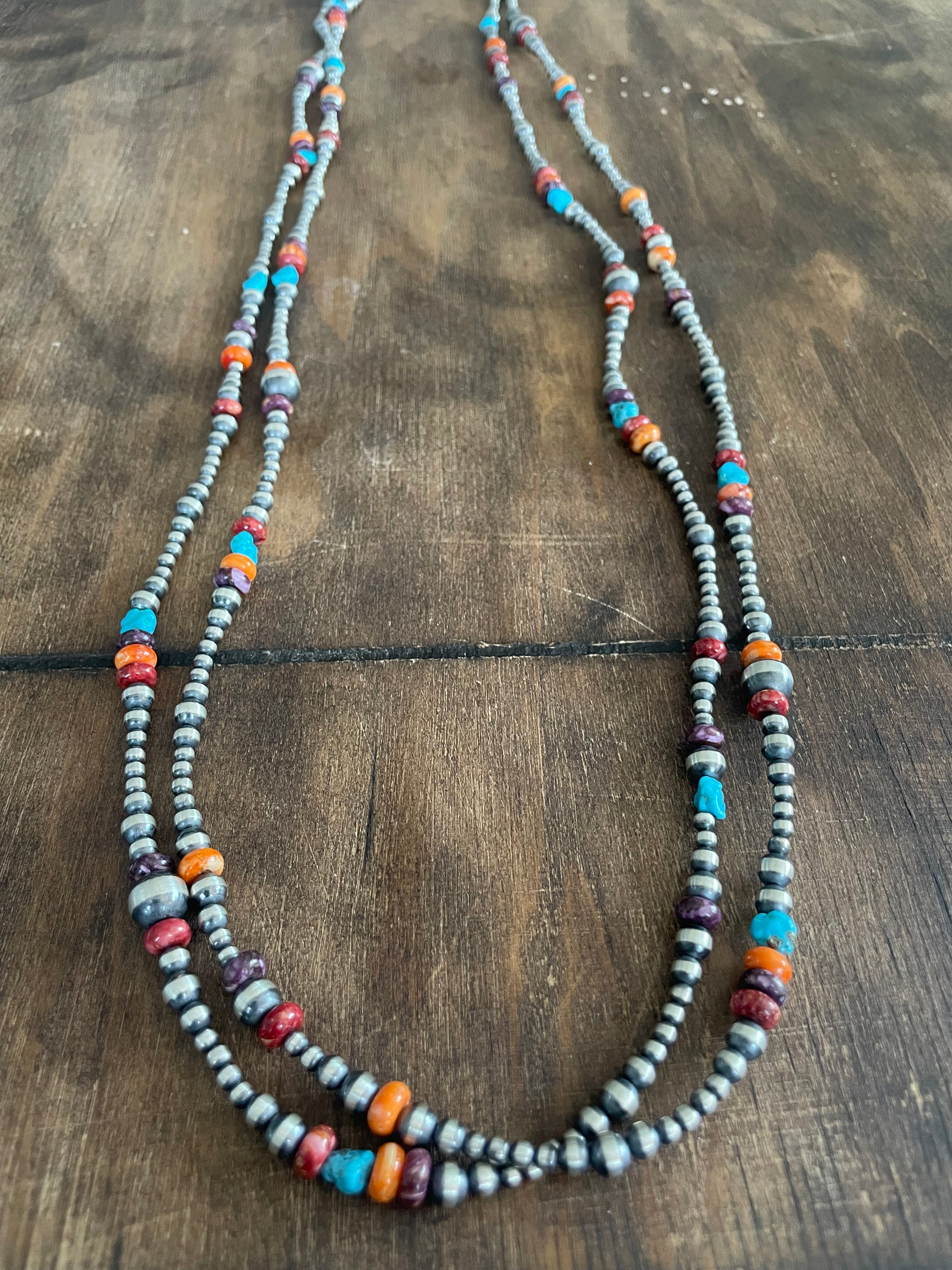 Variated Navajos Necklace Colorful 72in