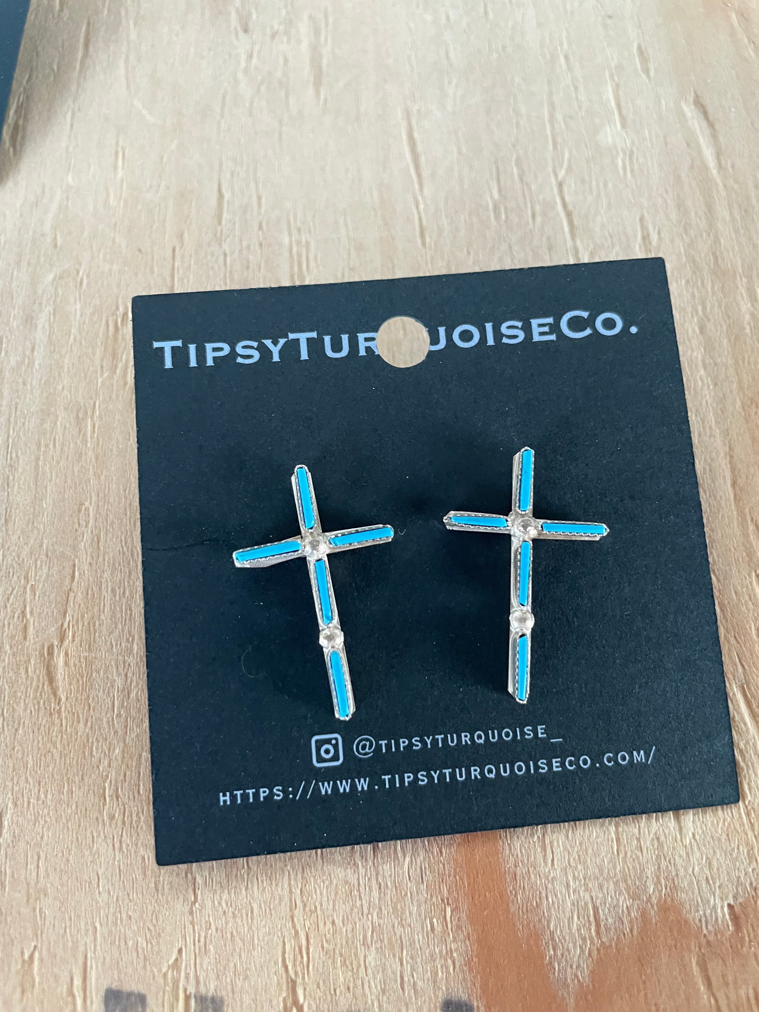 Turquoise Cross Earrings