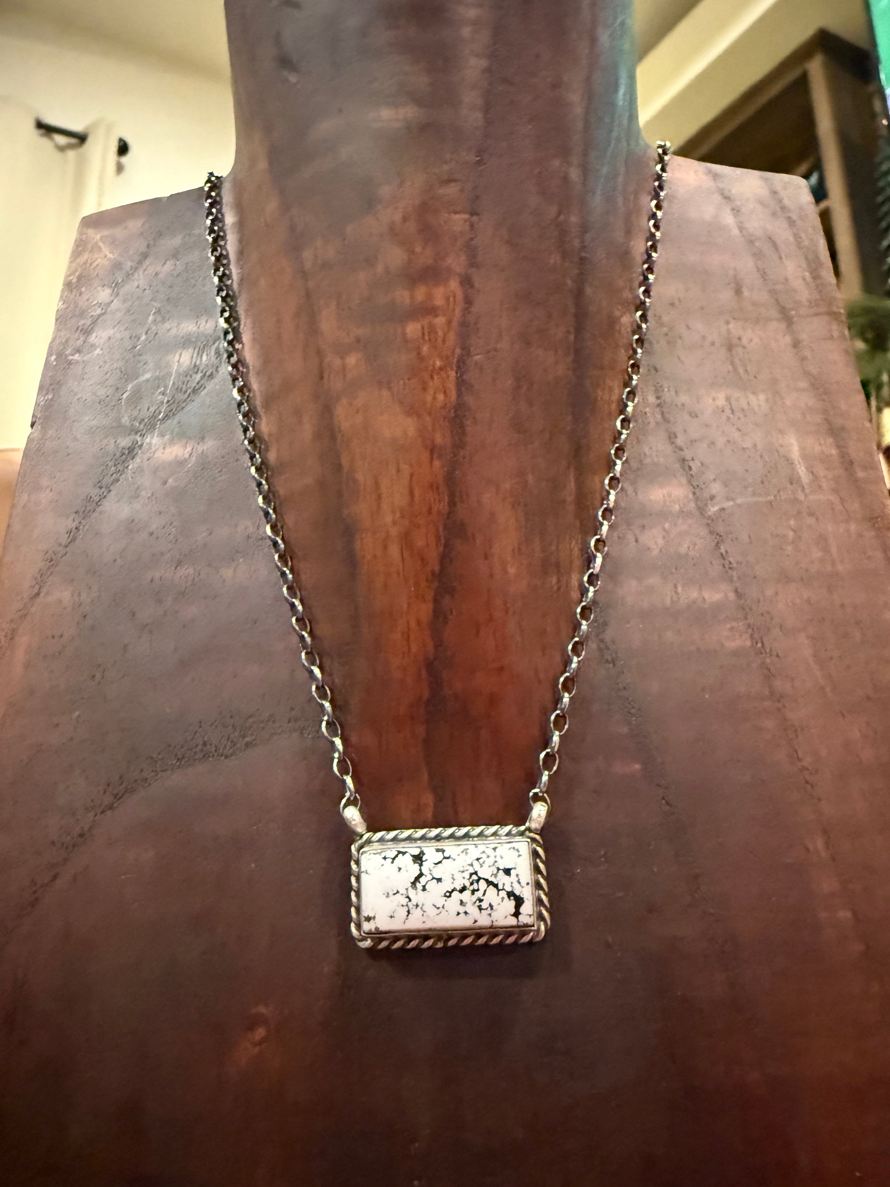 White Howlite Bar Necklaces