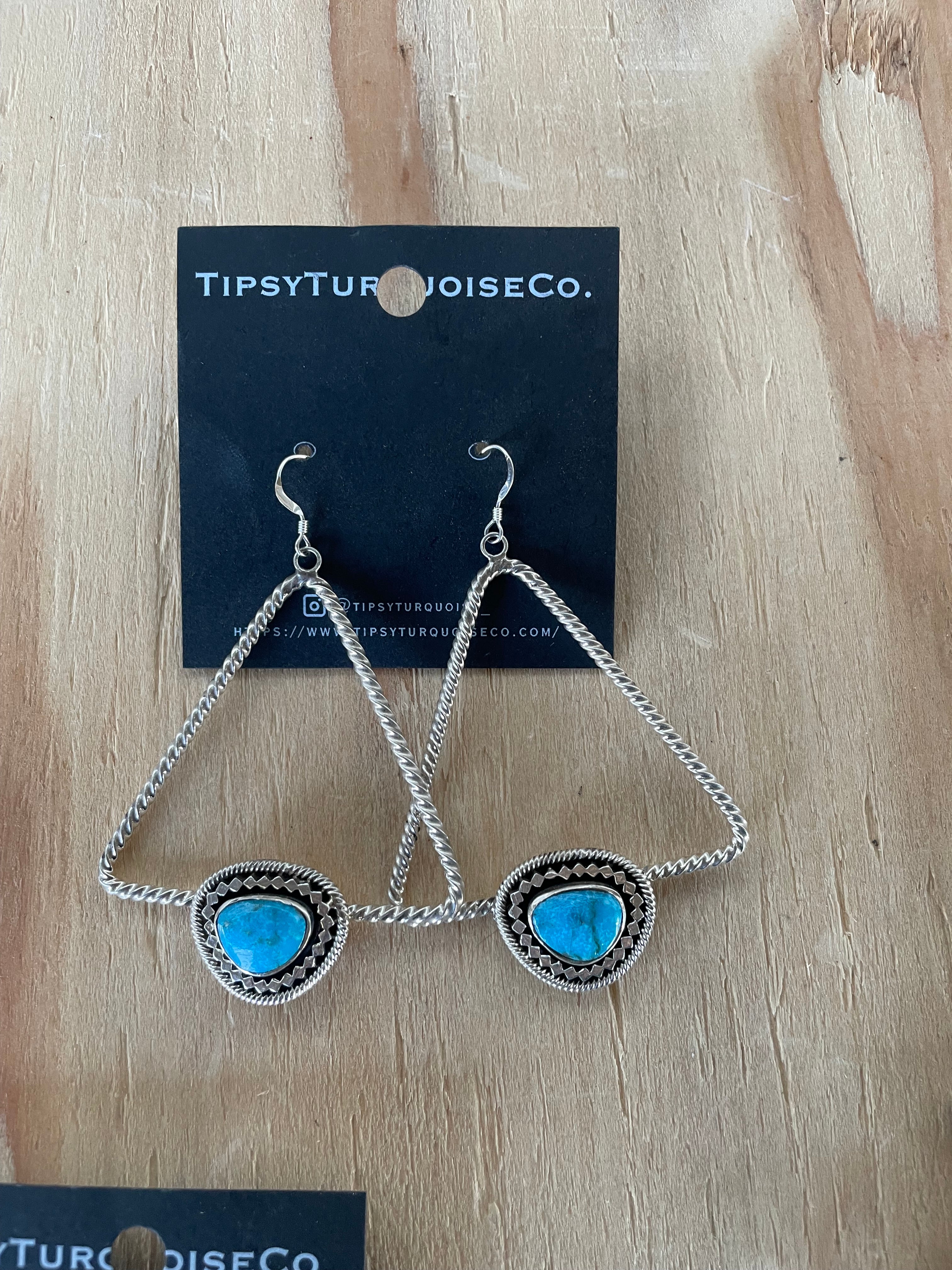Triangle Turquoise Hoops Earrings