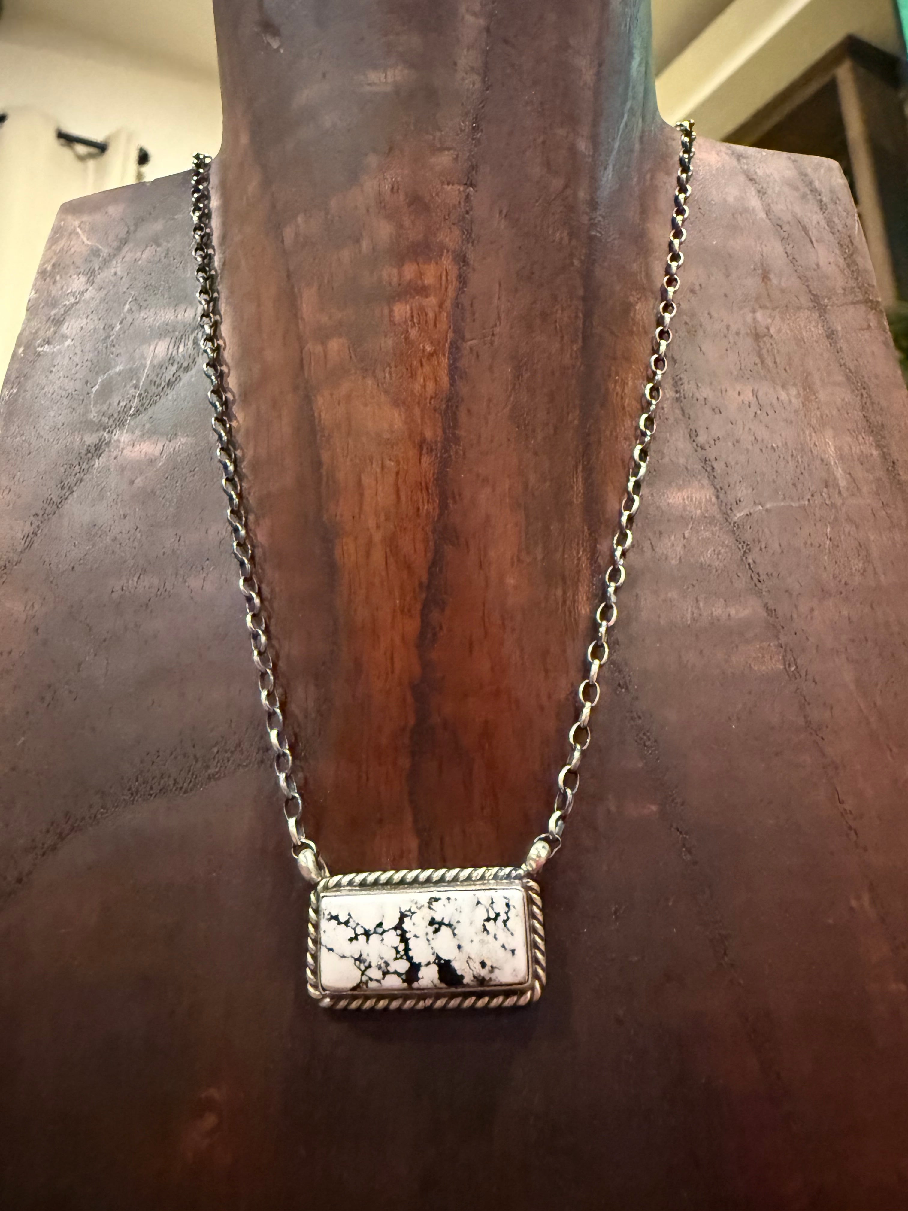 White Howlite Bar Necklaces