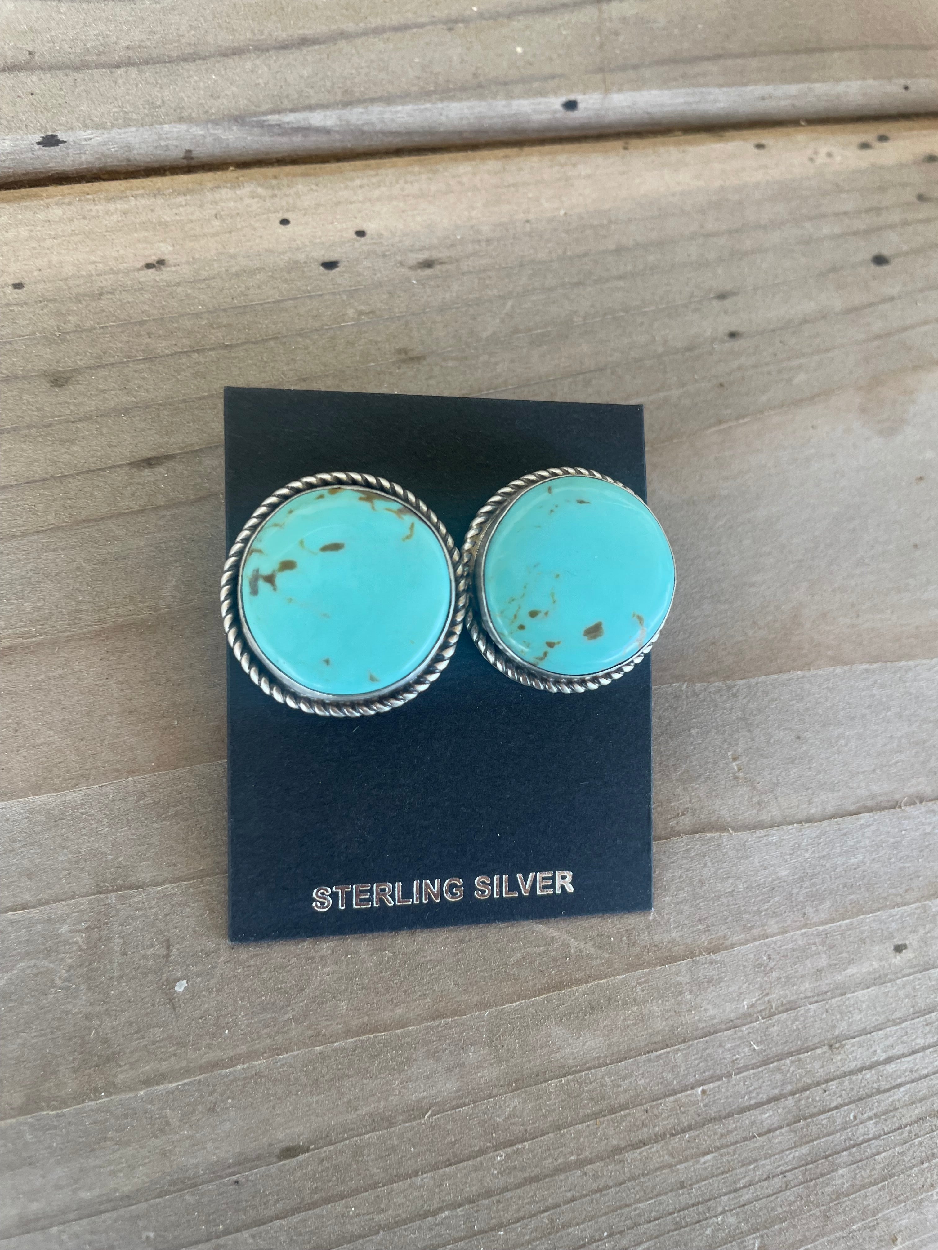 Tyrone Turquoise Circle Studs