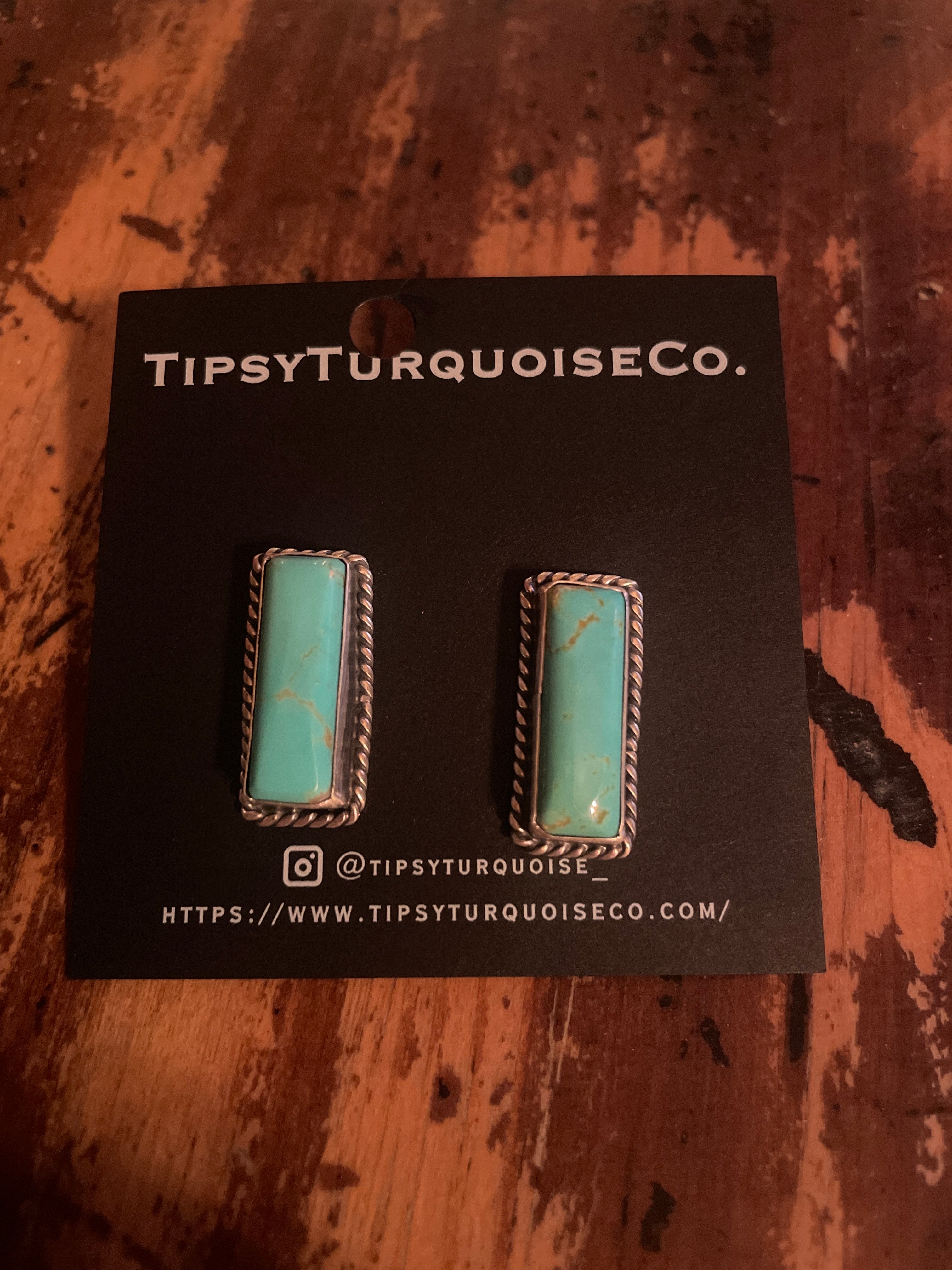 Kingman Turquoise Rectangle Studs