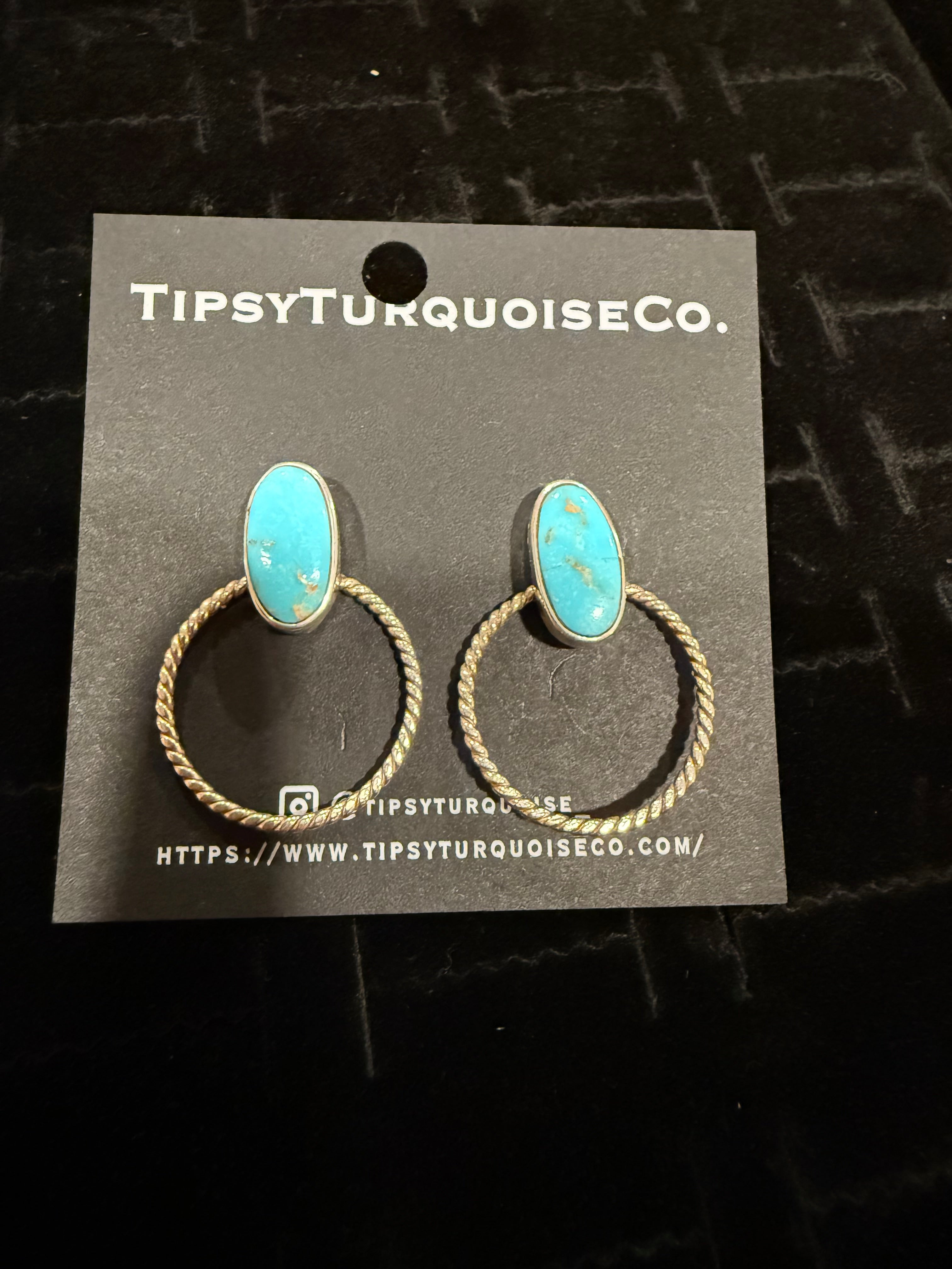 Kingman Studs with Rope Hoop Earrings
