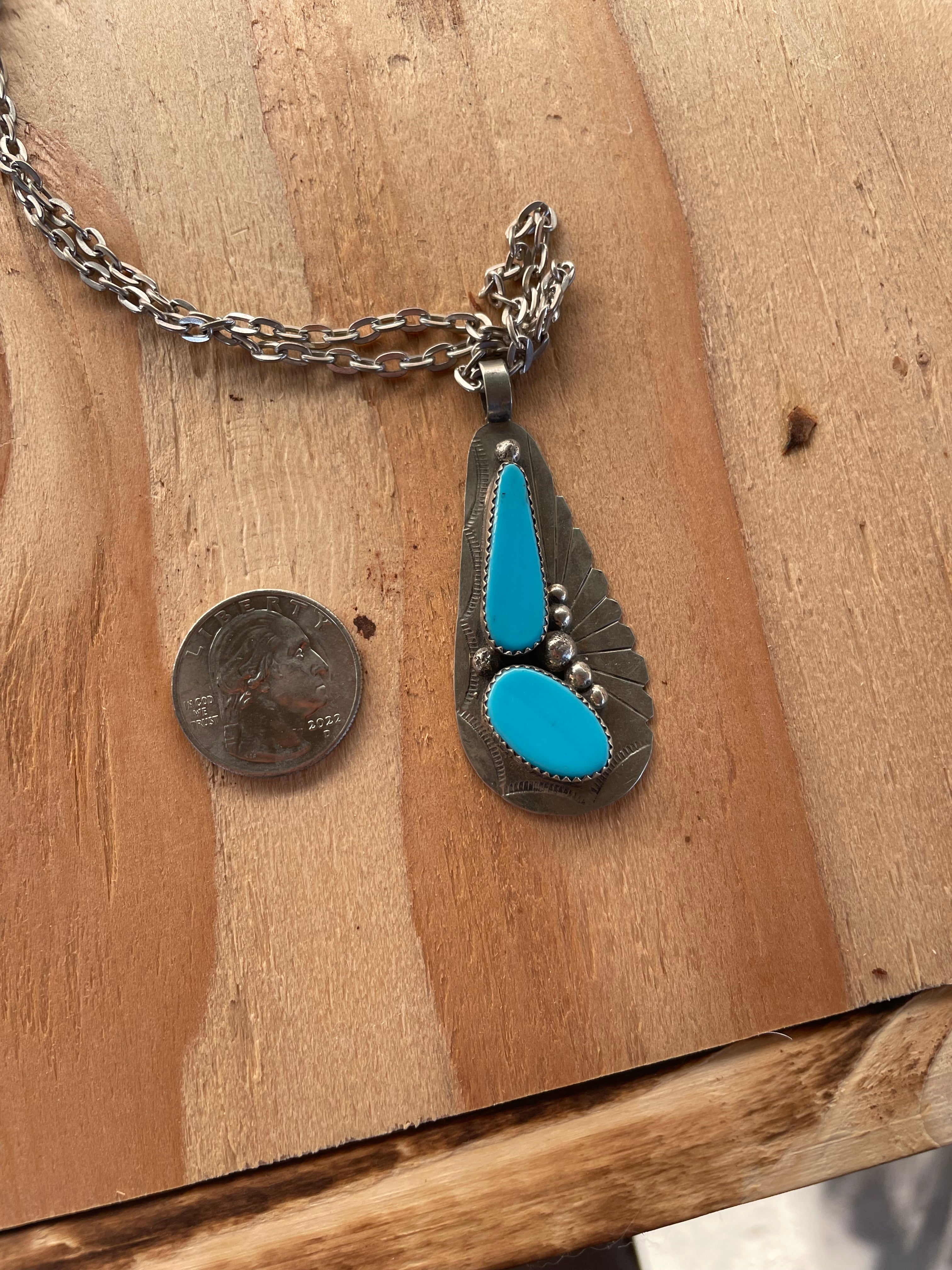 Large Two Stone Turquoise Necklace