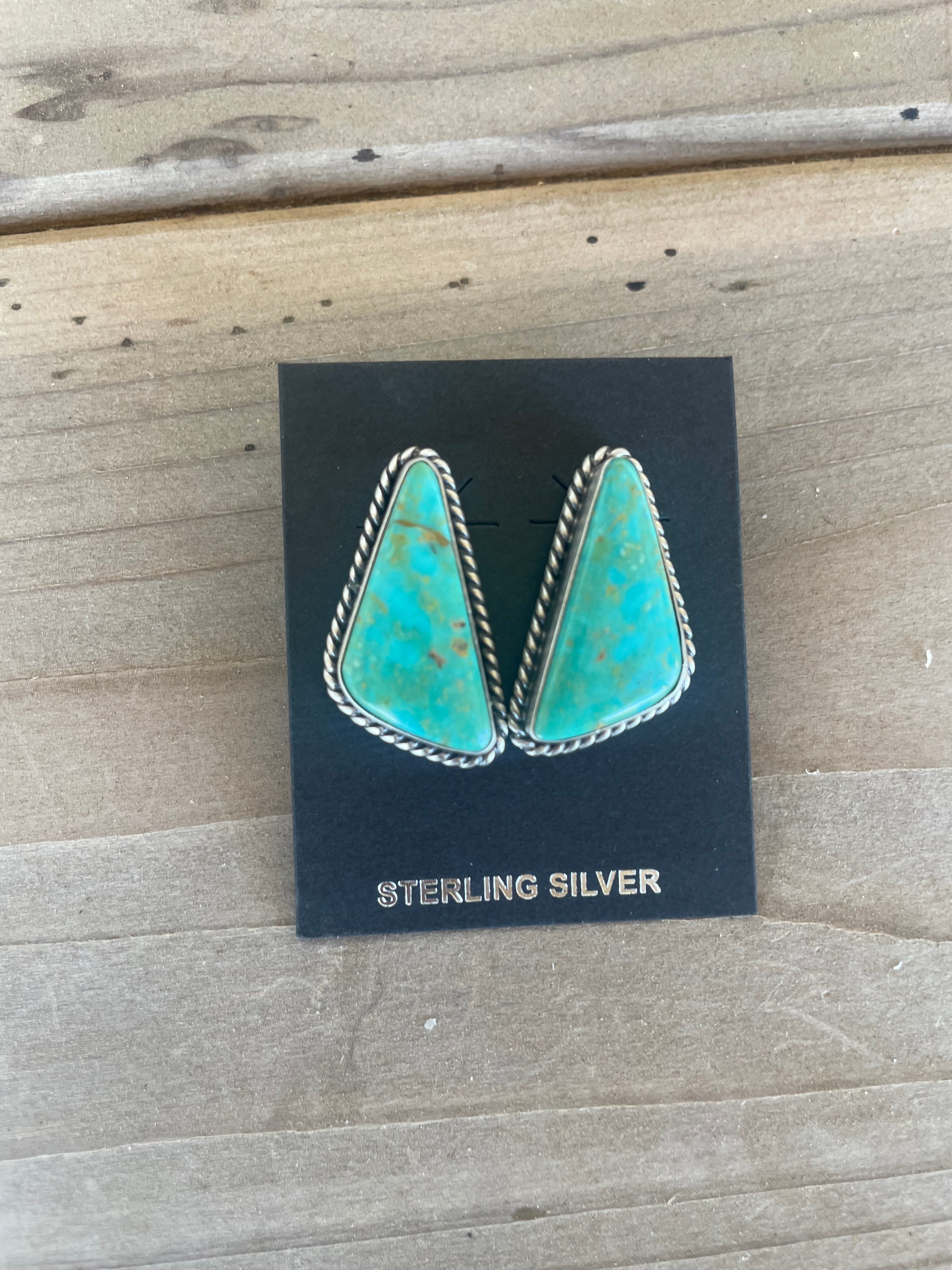 Tyrone Turquoise Triangle Studs