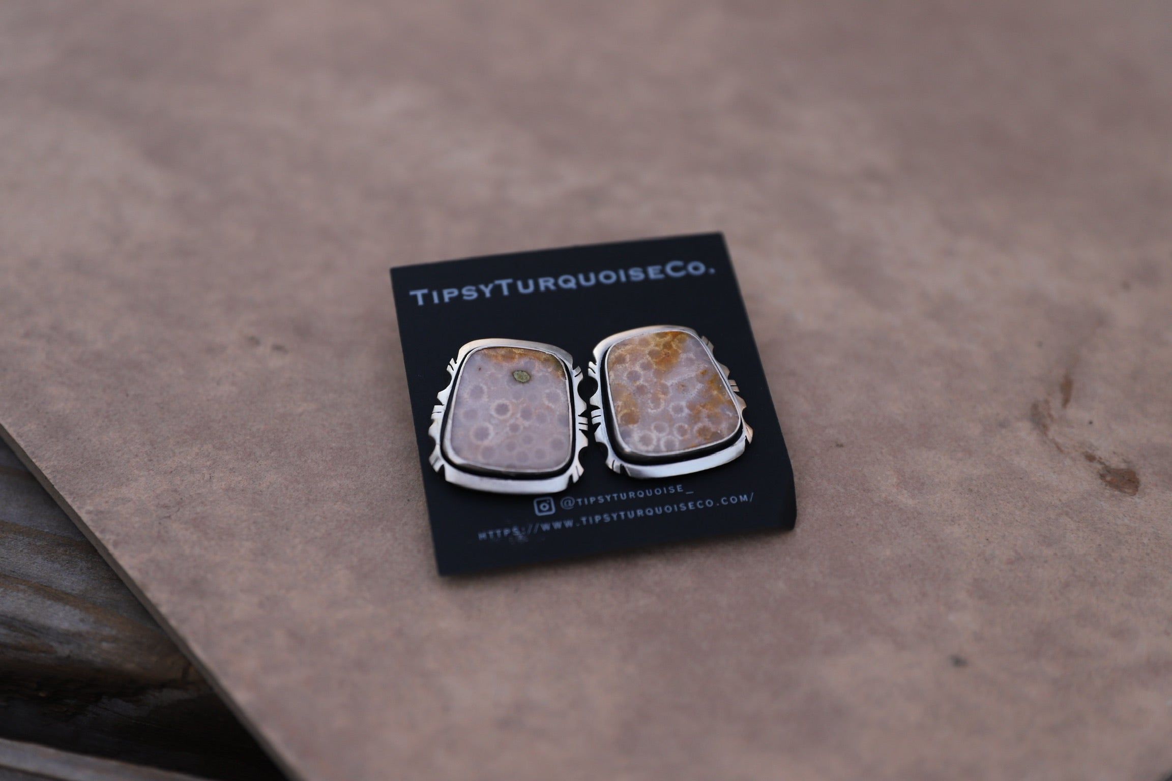 Ocean Fossil Rectangle Earrings