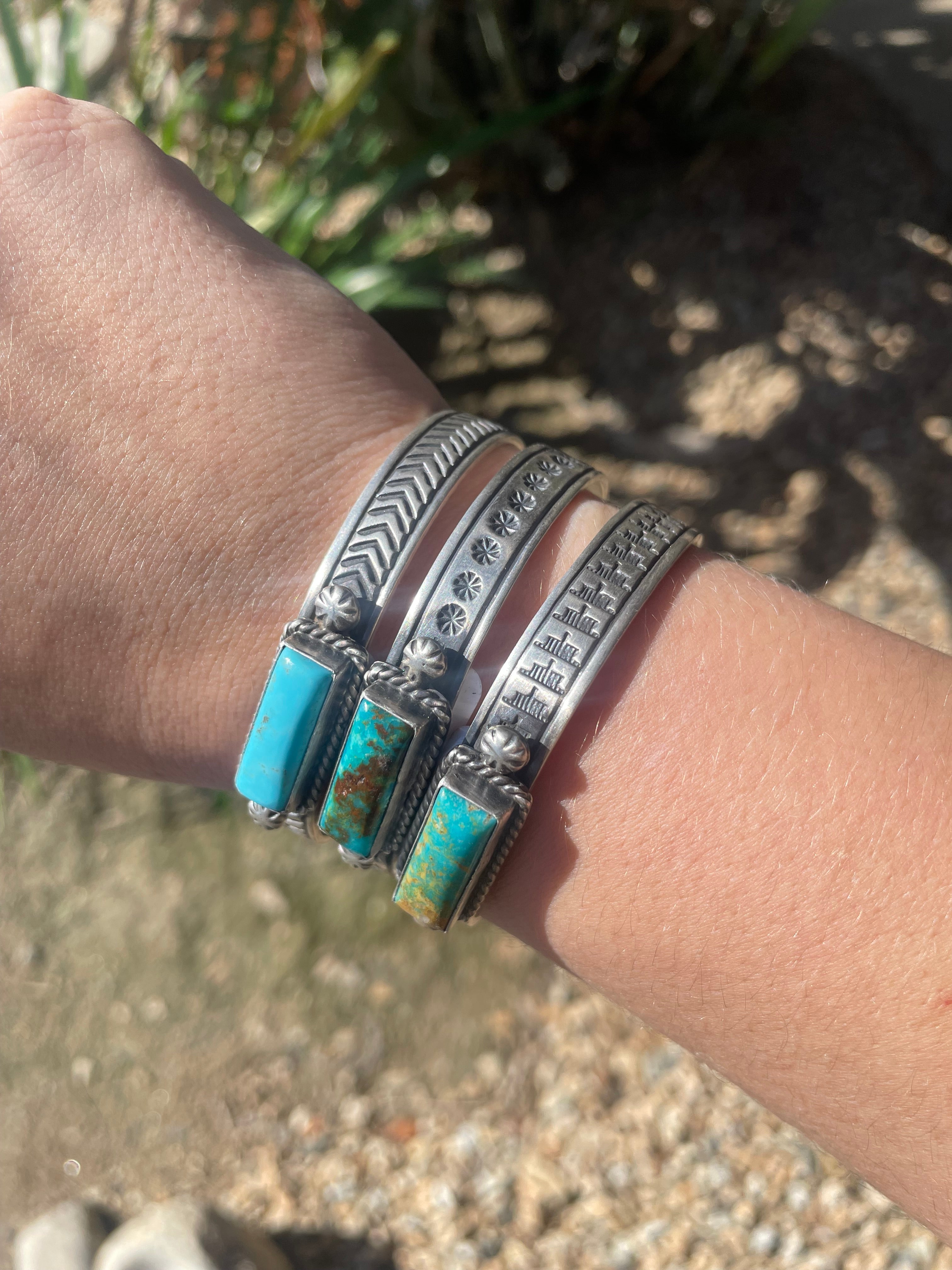 Turquoise Rectangle Stamped Cuff