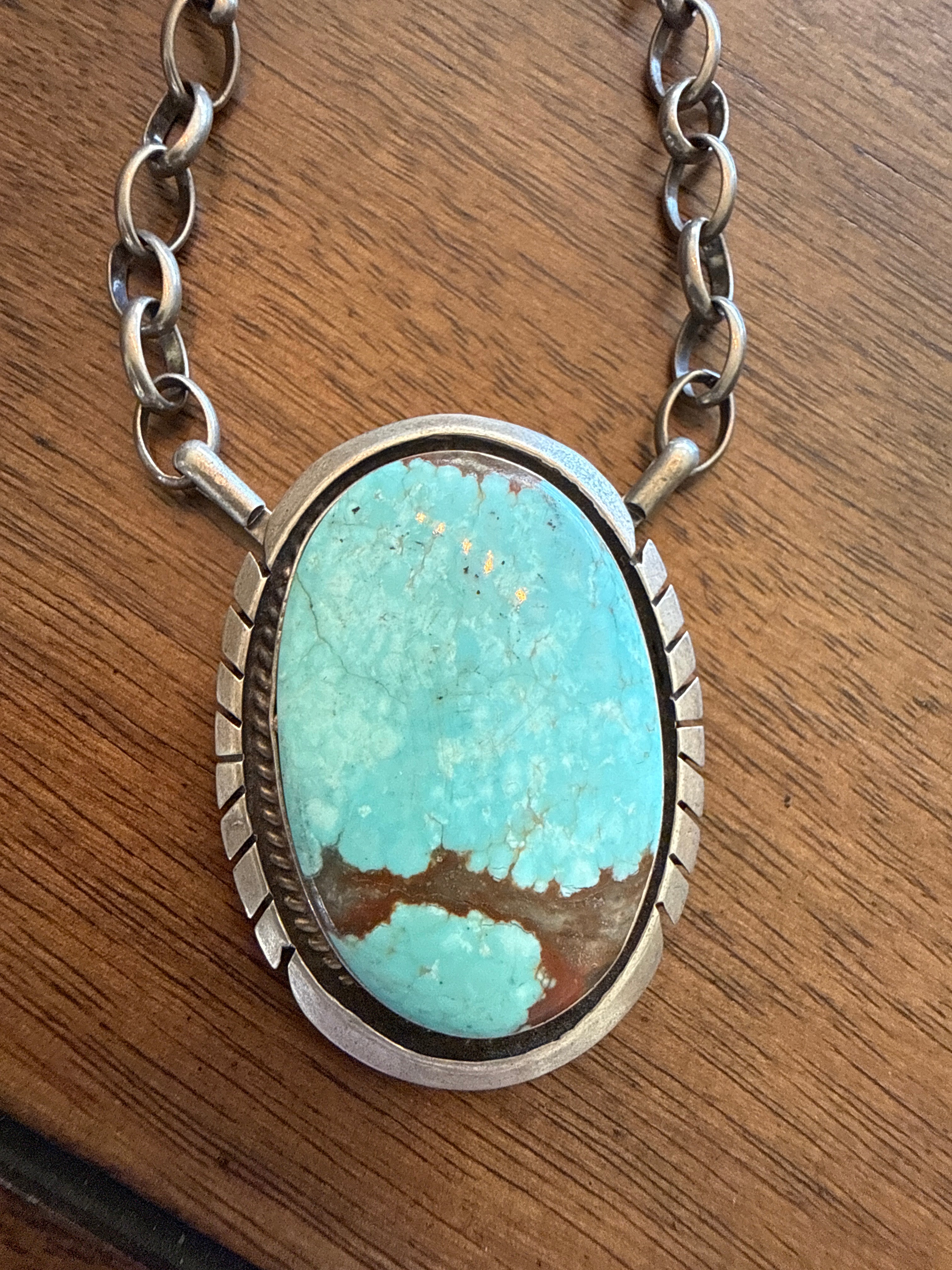 Turquoise oval chain necklace