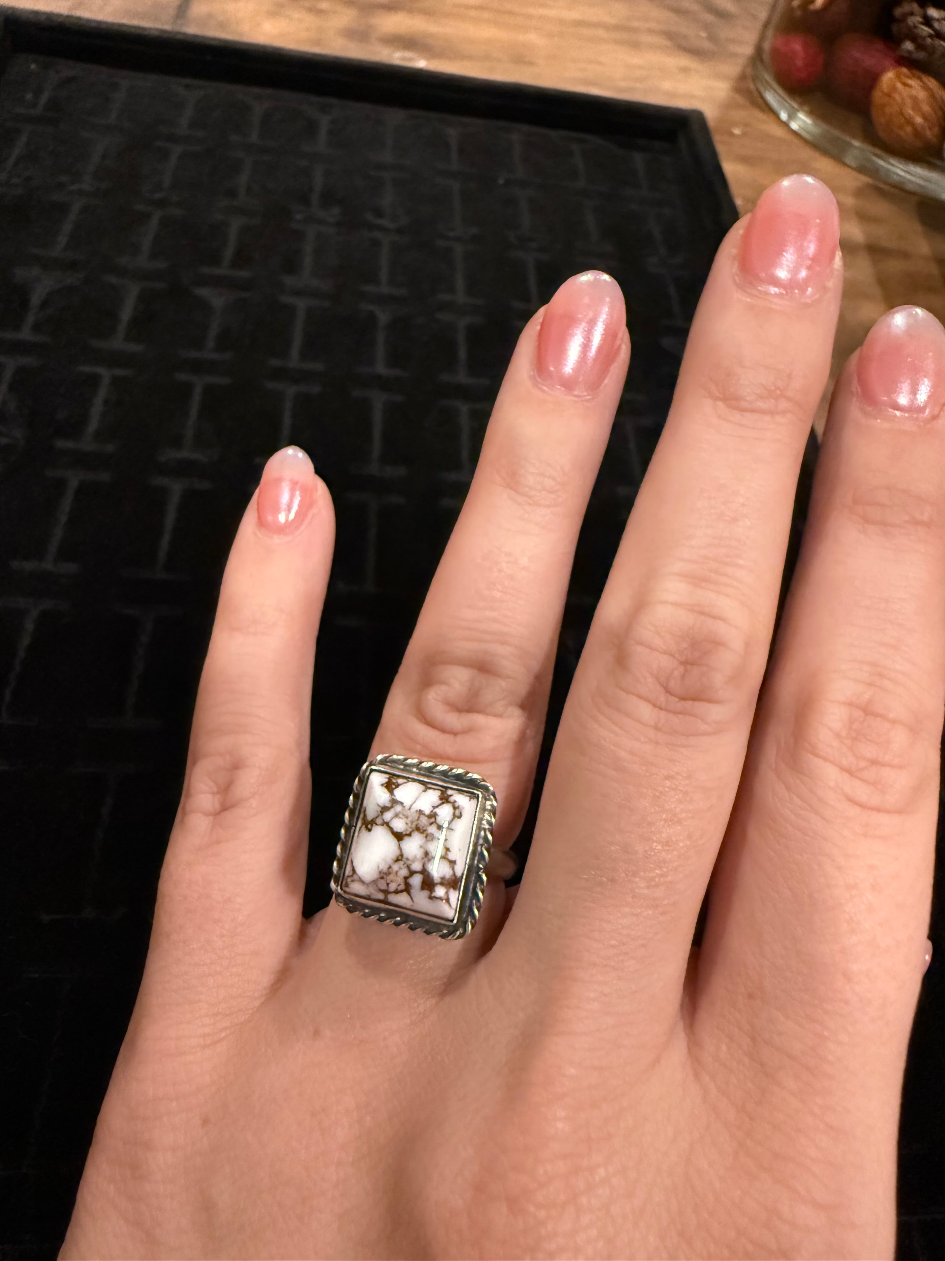 Square Stone Rings w/ Rope Design