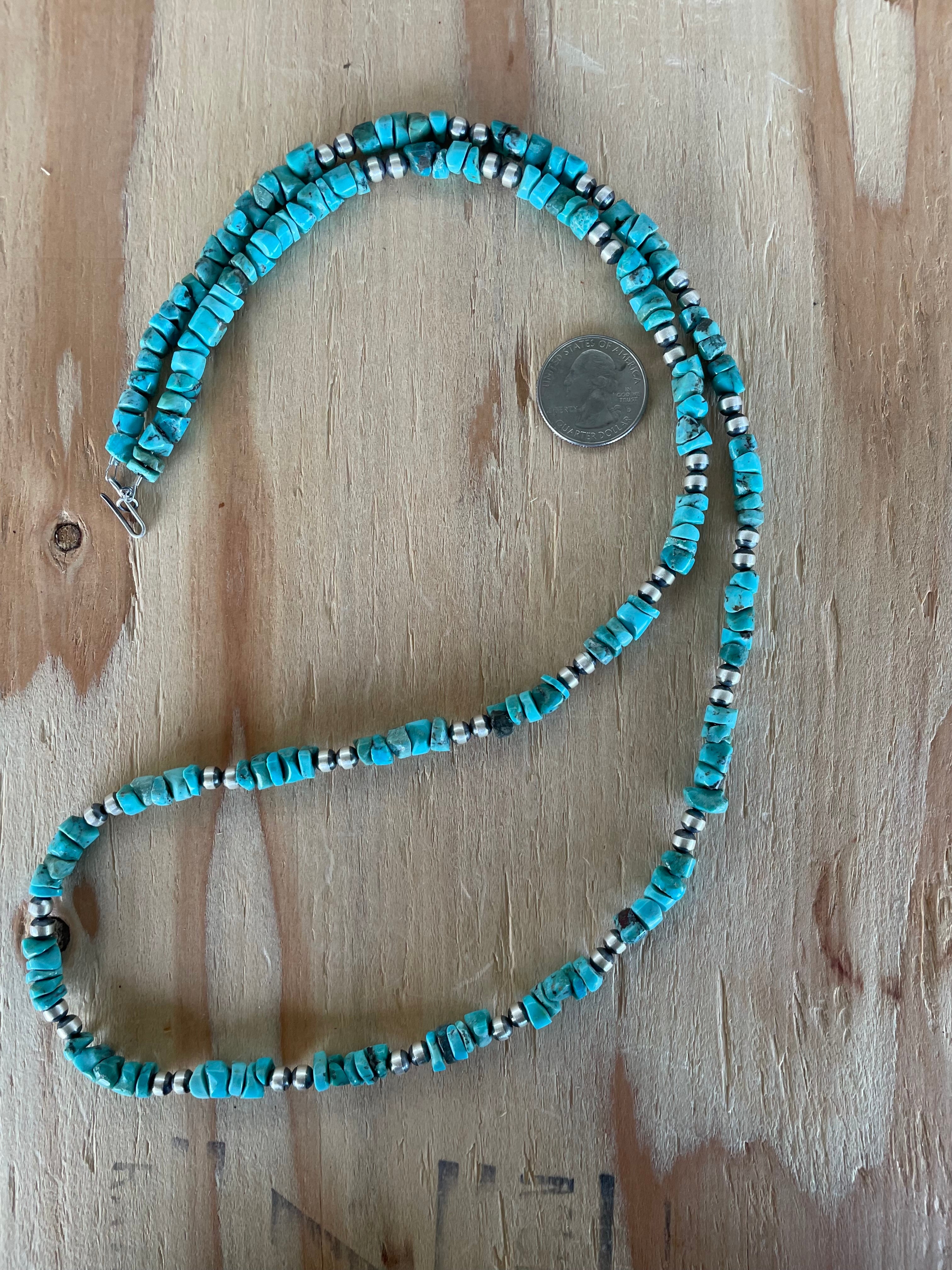 Light Turquoise Stone Necklace w/ Navajos