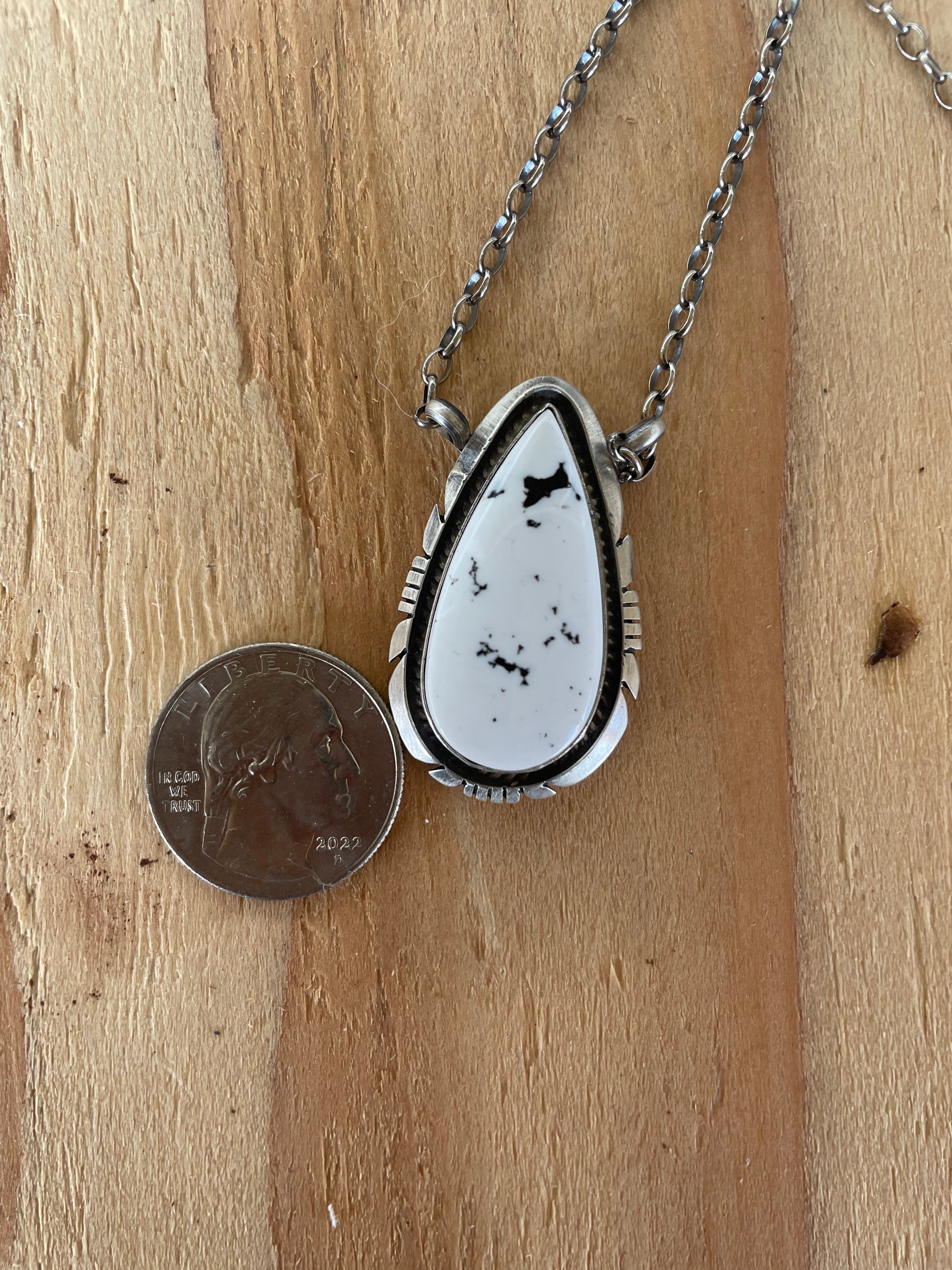 White Buffalo Teardrop Necklace