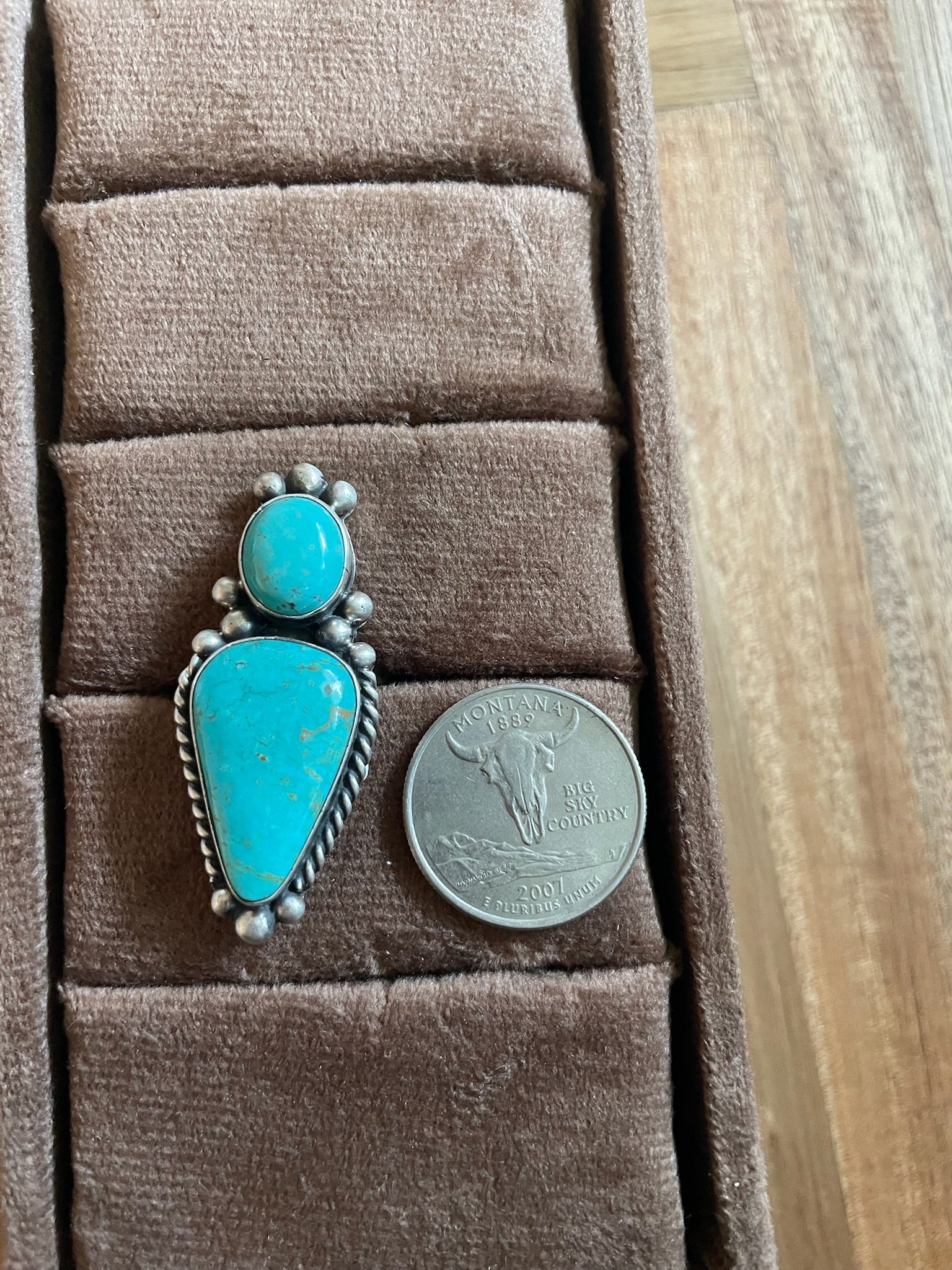 2 Stone Turquoise Ring Adjustable