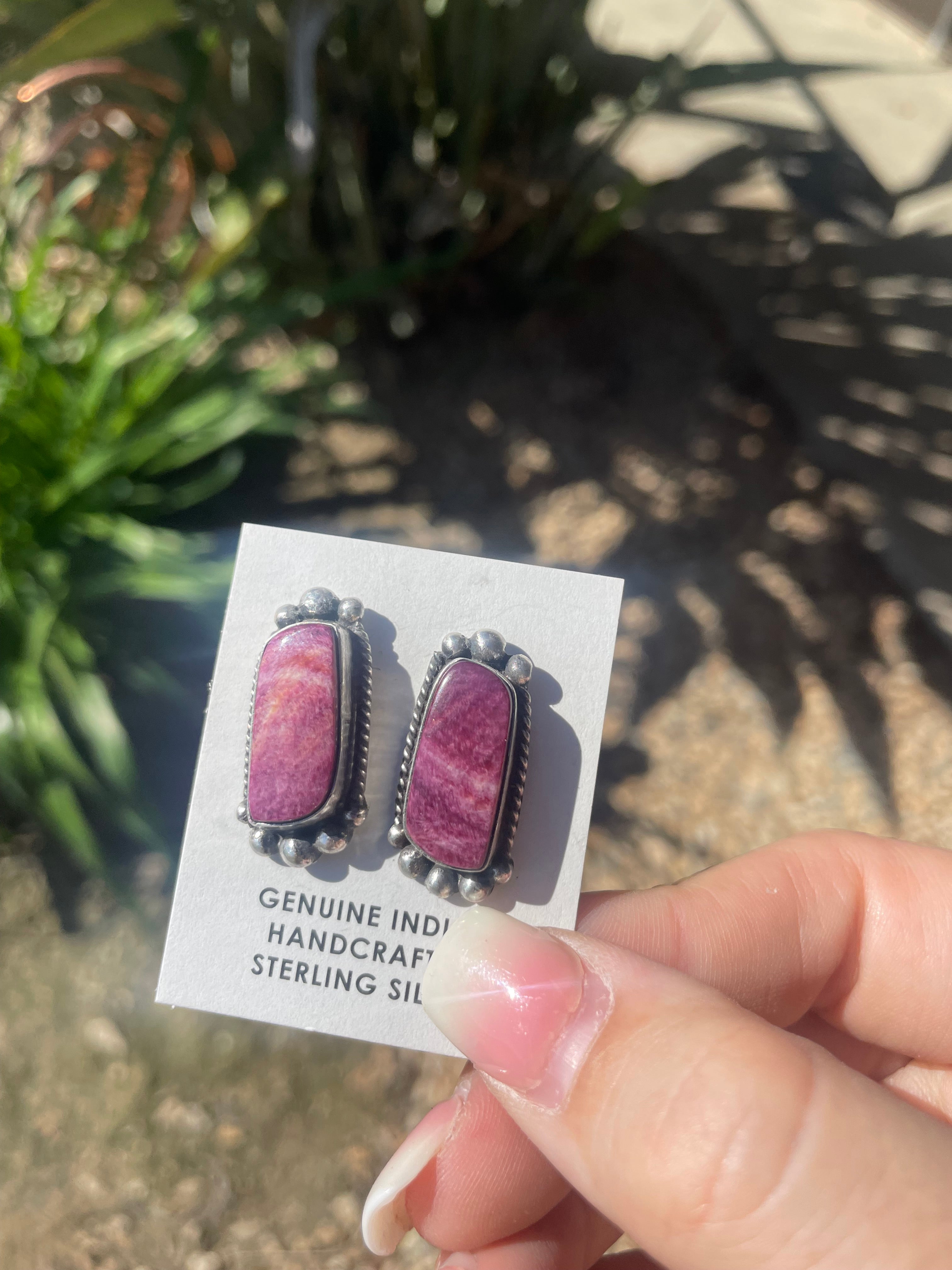 Purple Spiny Studs with 3 Silver Embellishments