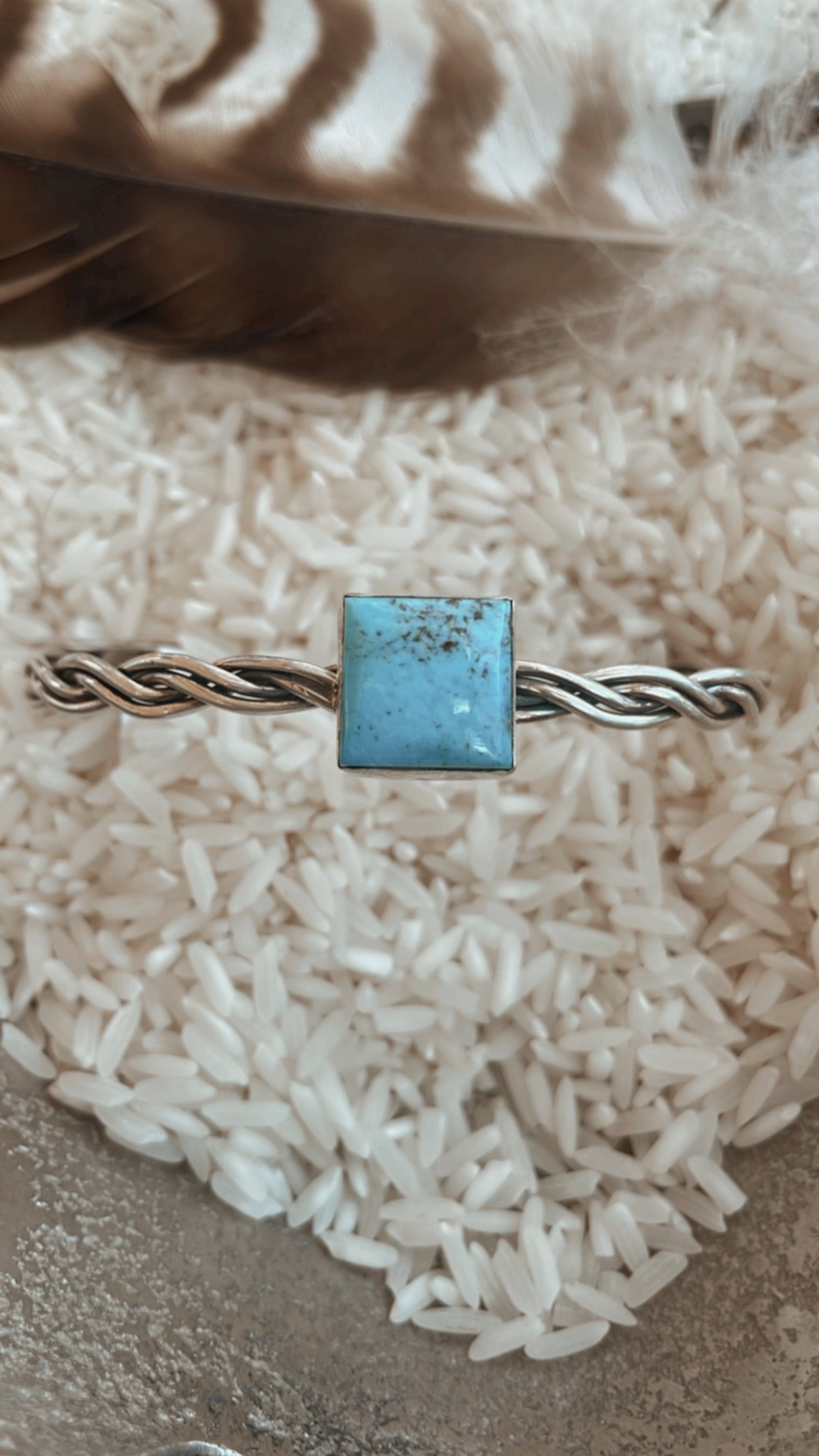 Big Turquoise Square Roped Cuff