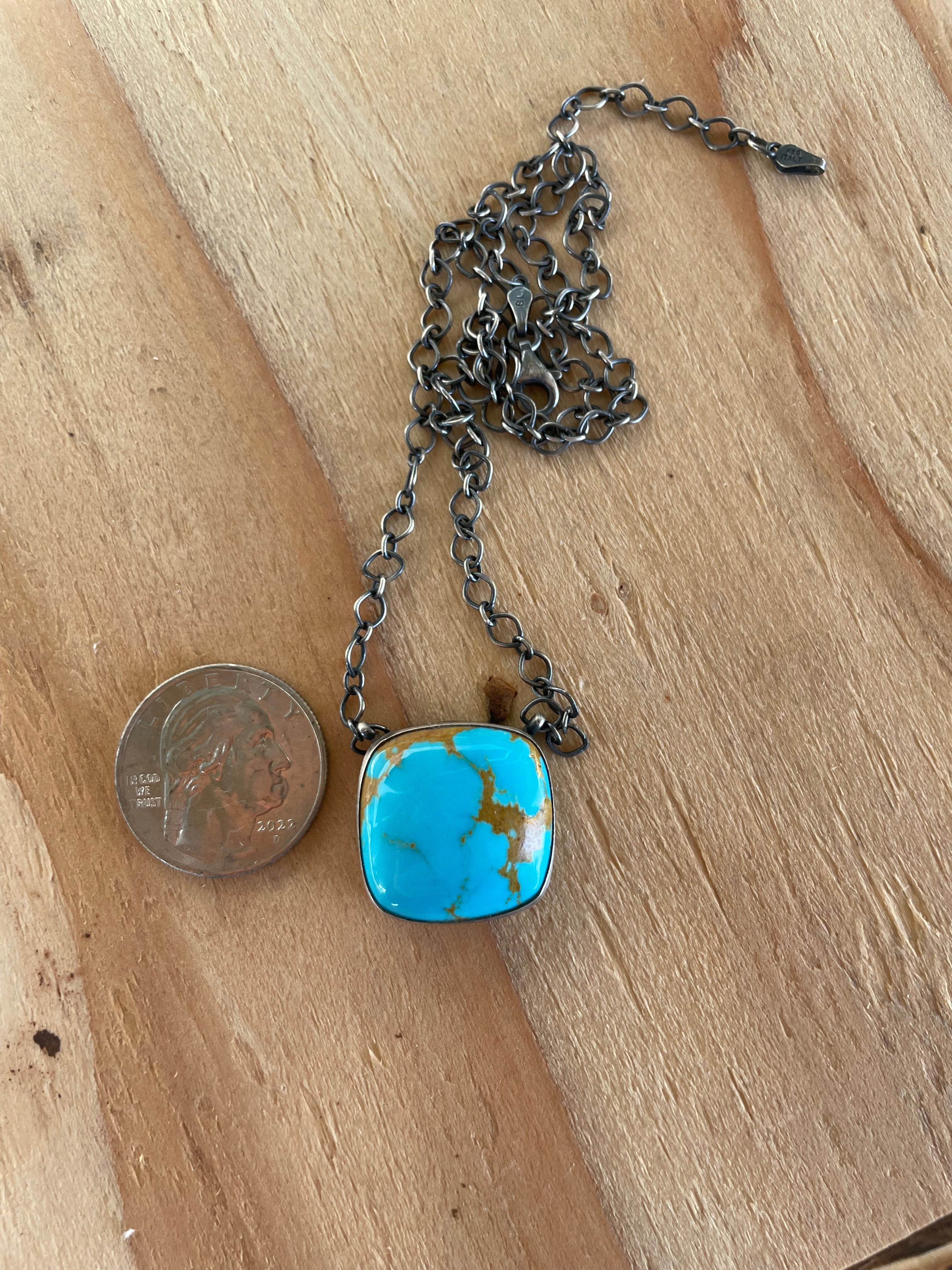 Small Turquoise Square Necklace