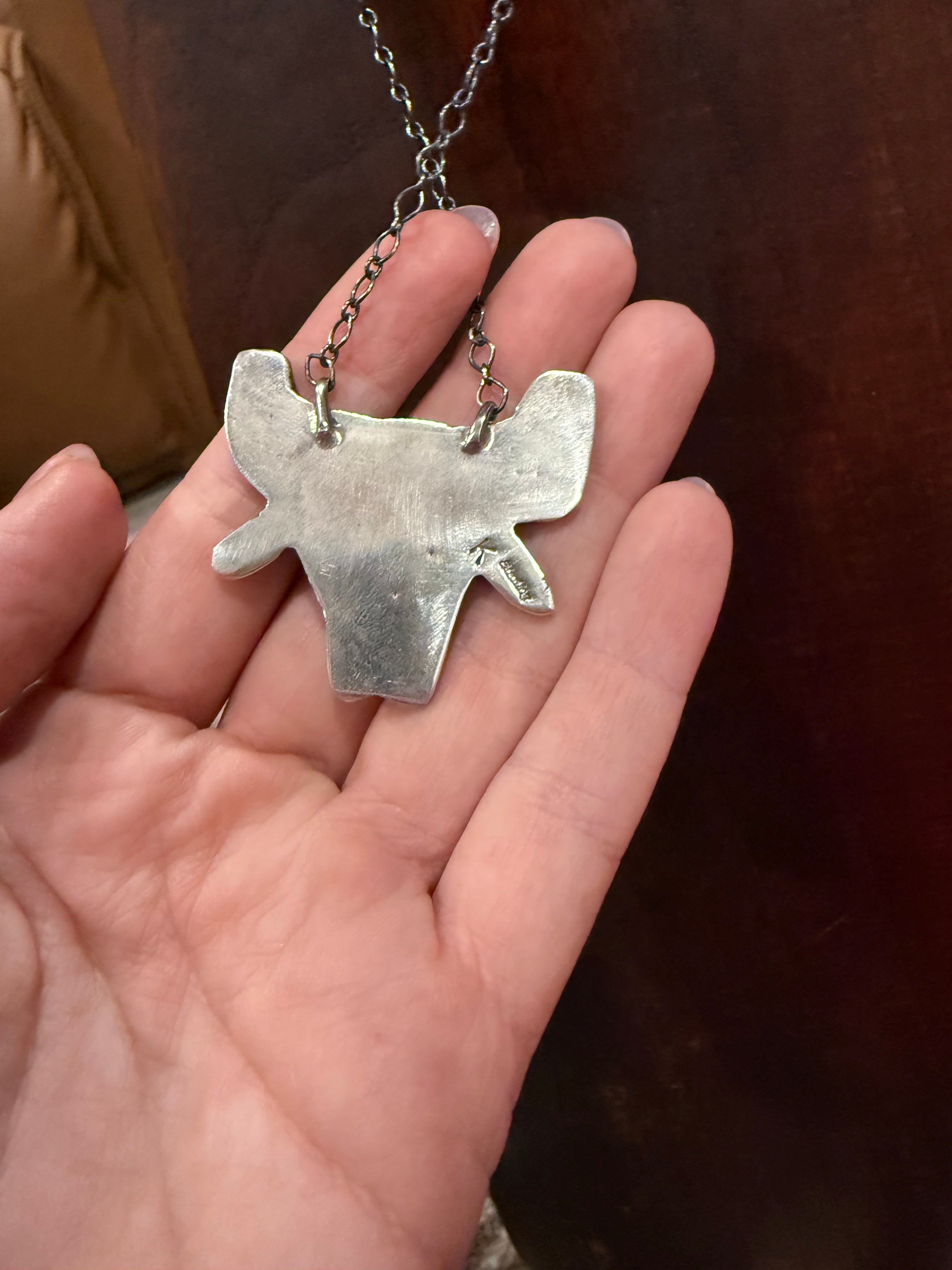 Sterling Silver Bull Head Necklace