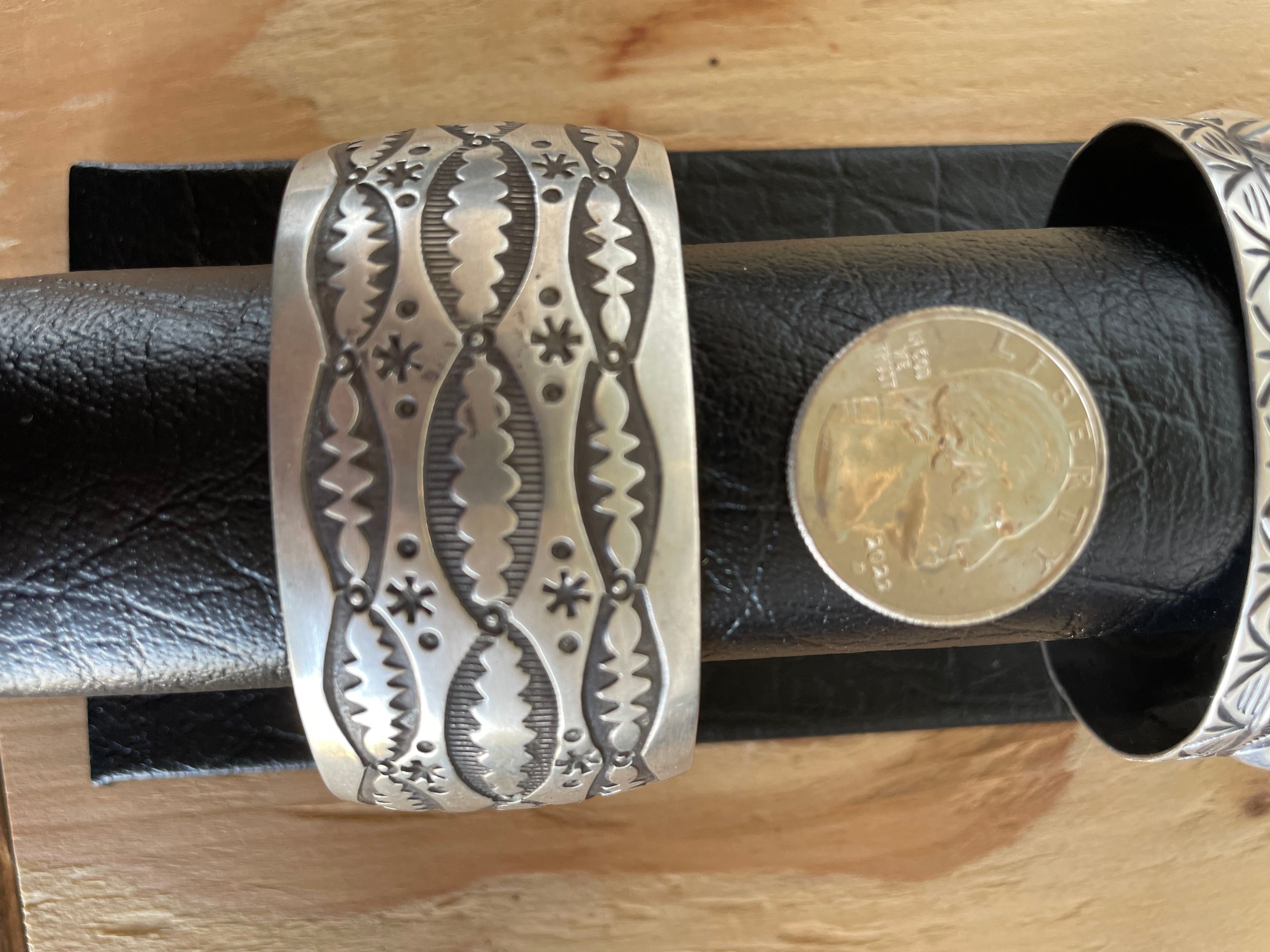Large Sterling Silver Stamped Cuff