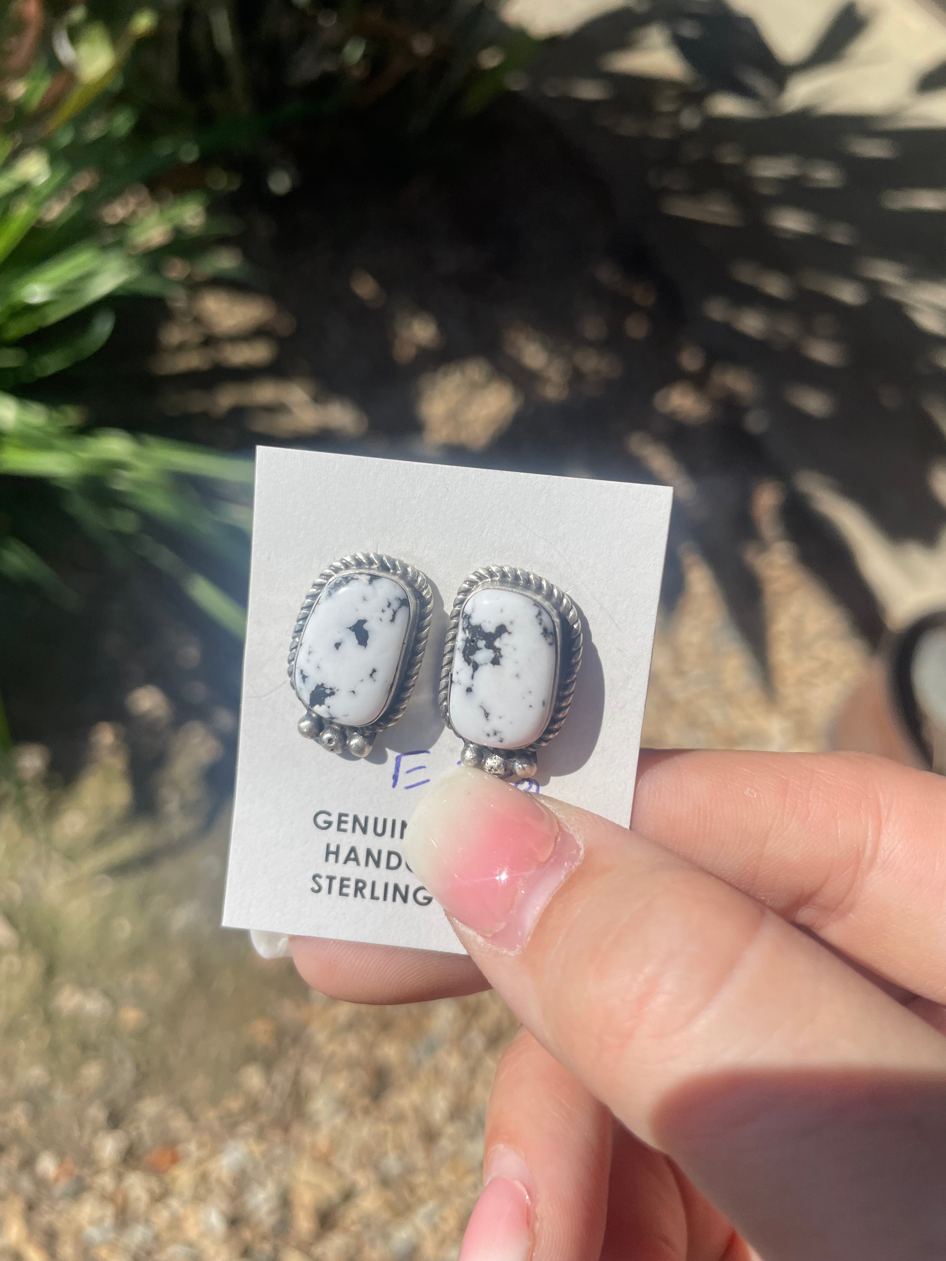 White Buffalo Studs with 3 Silver Embellishments