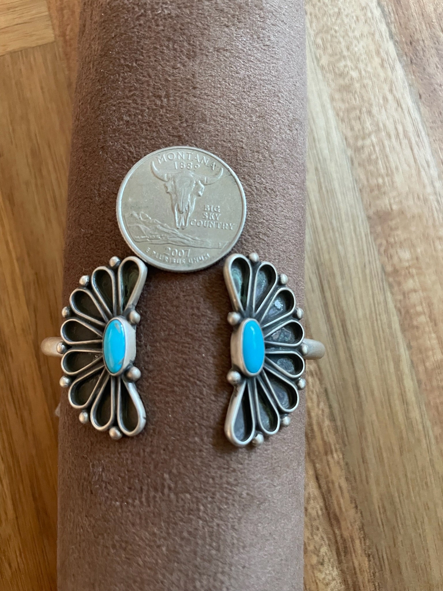 Turquoise w Silver Half Moon Split Cuff