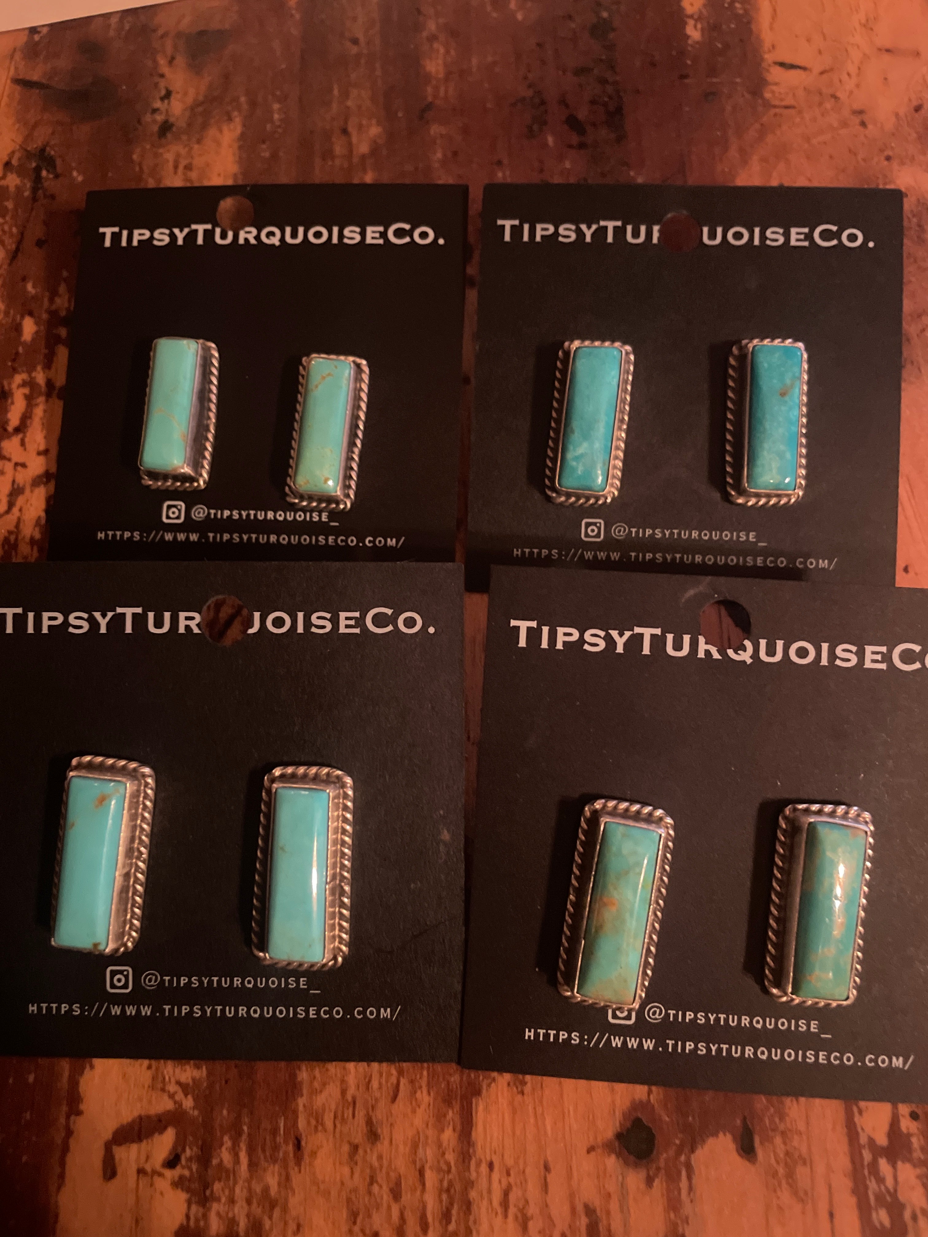 Kingman Turquoise Rectangle Studs