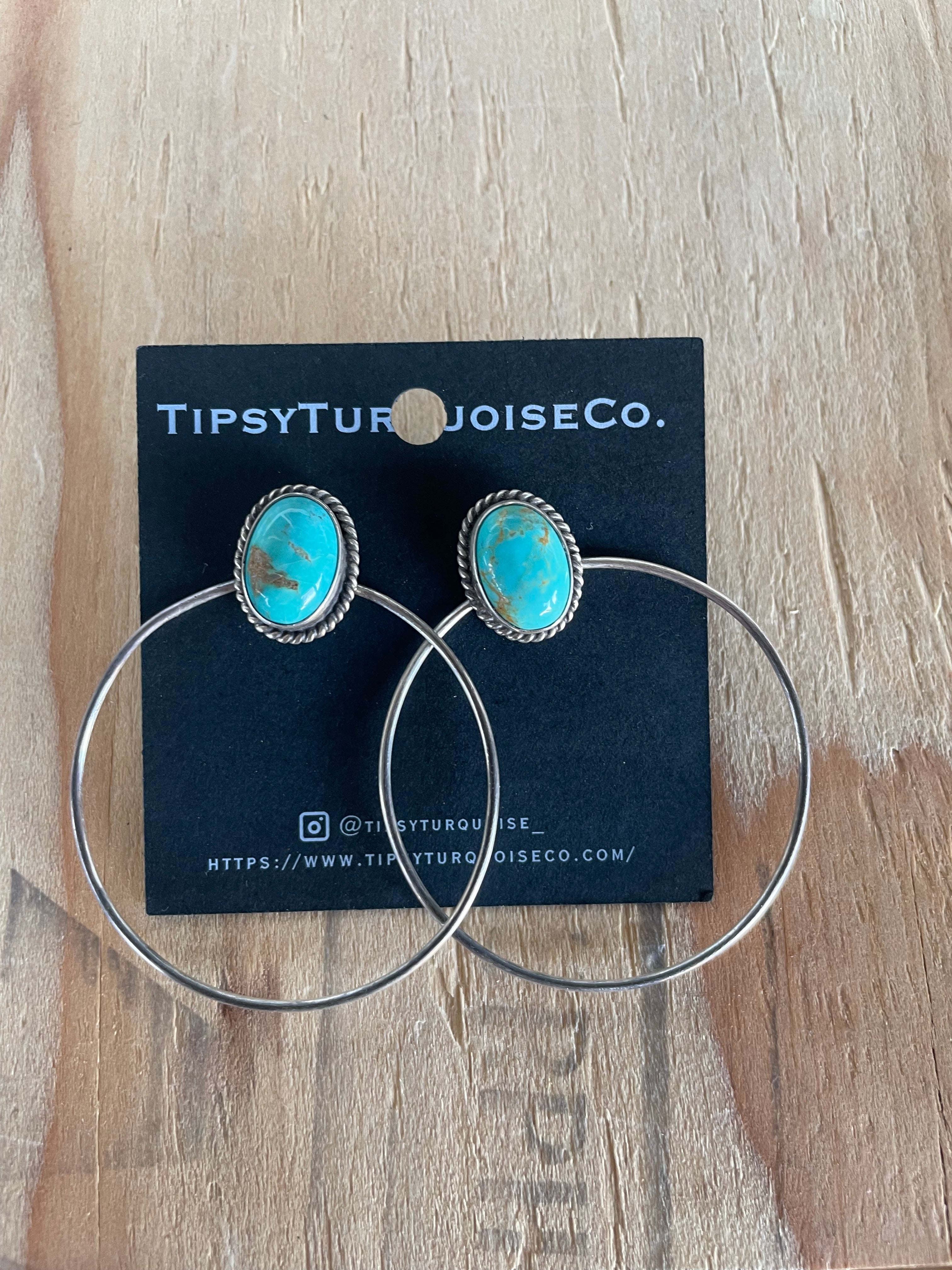 Turquoise Studs with Silver Hoops