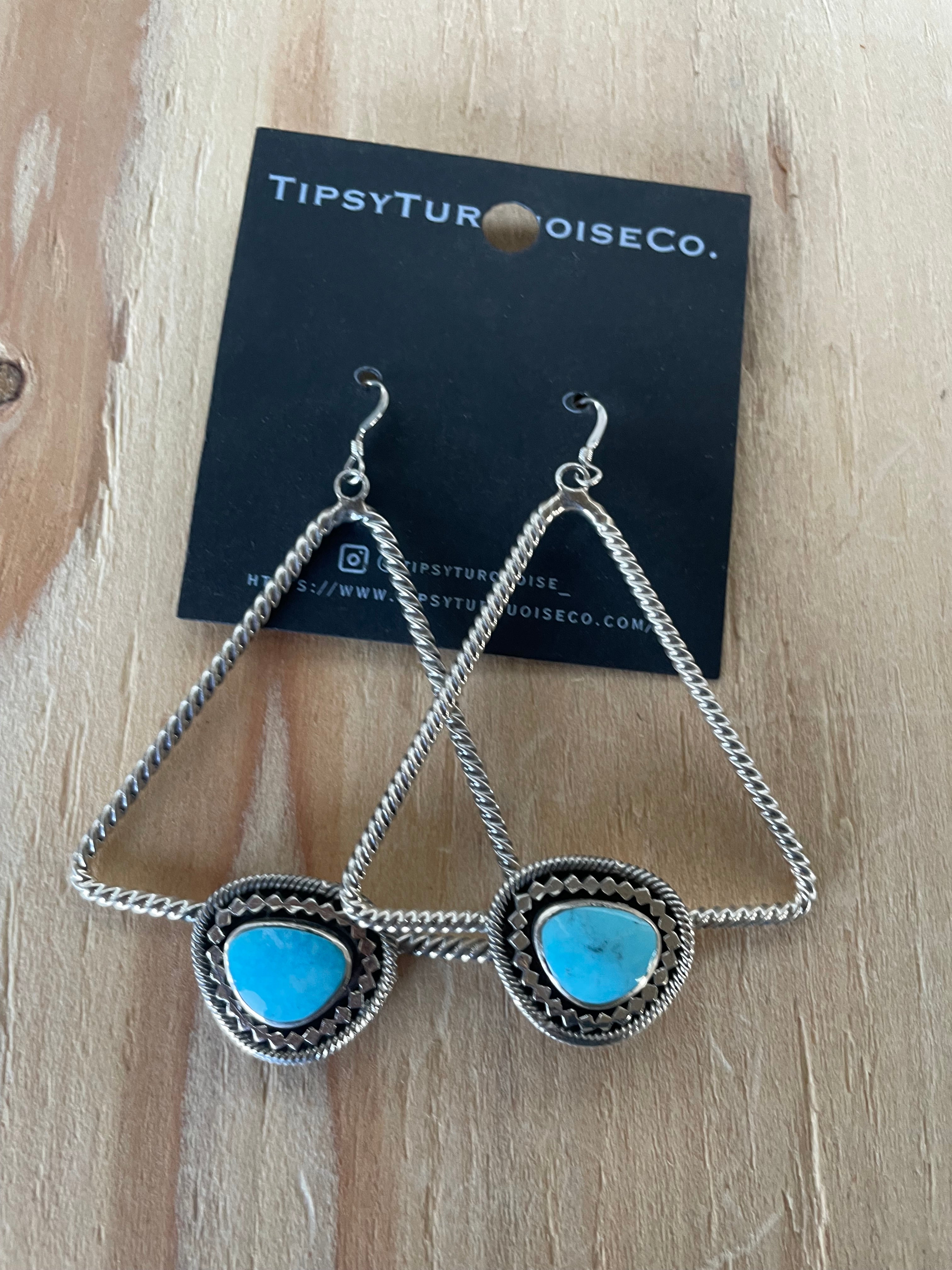 Triangle Turquoise Hoops Earrings