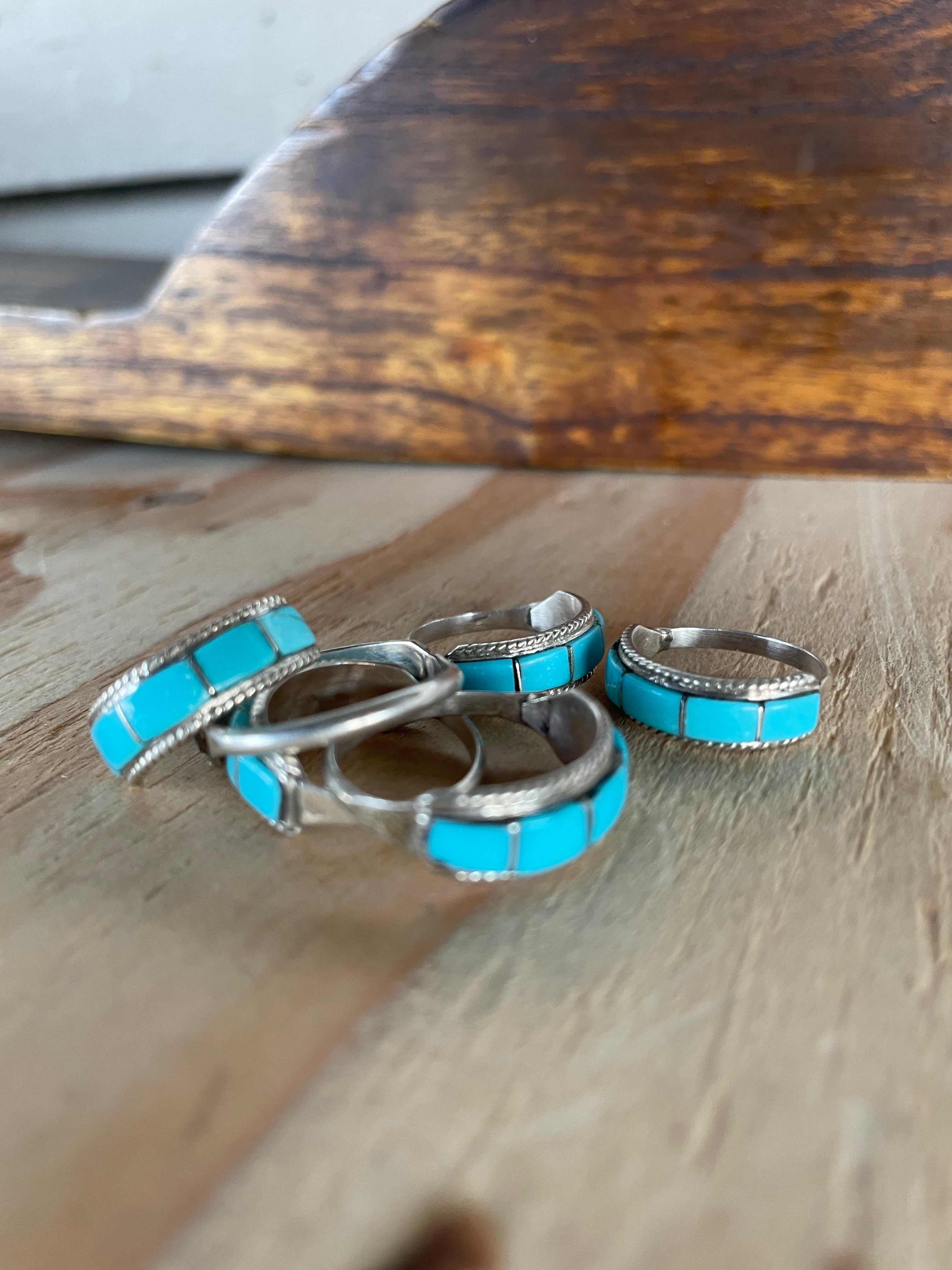 Inlay Turquoise Stacker Ring