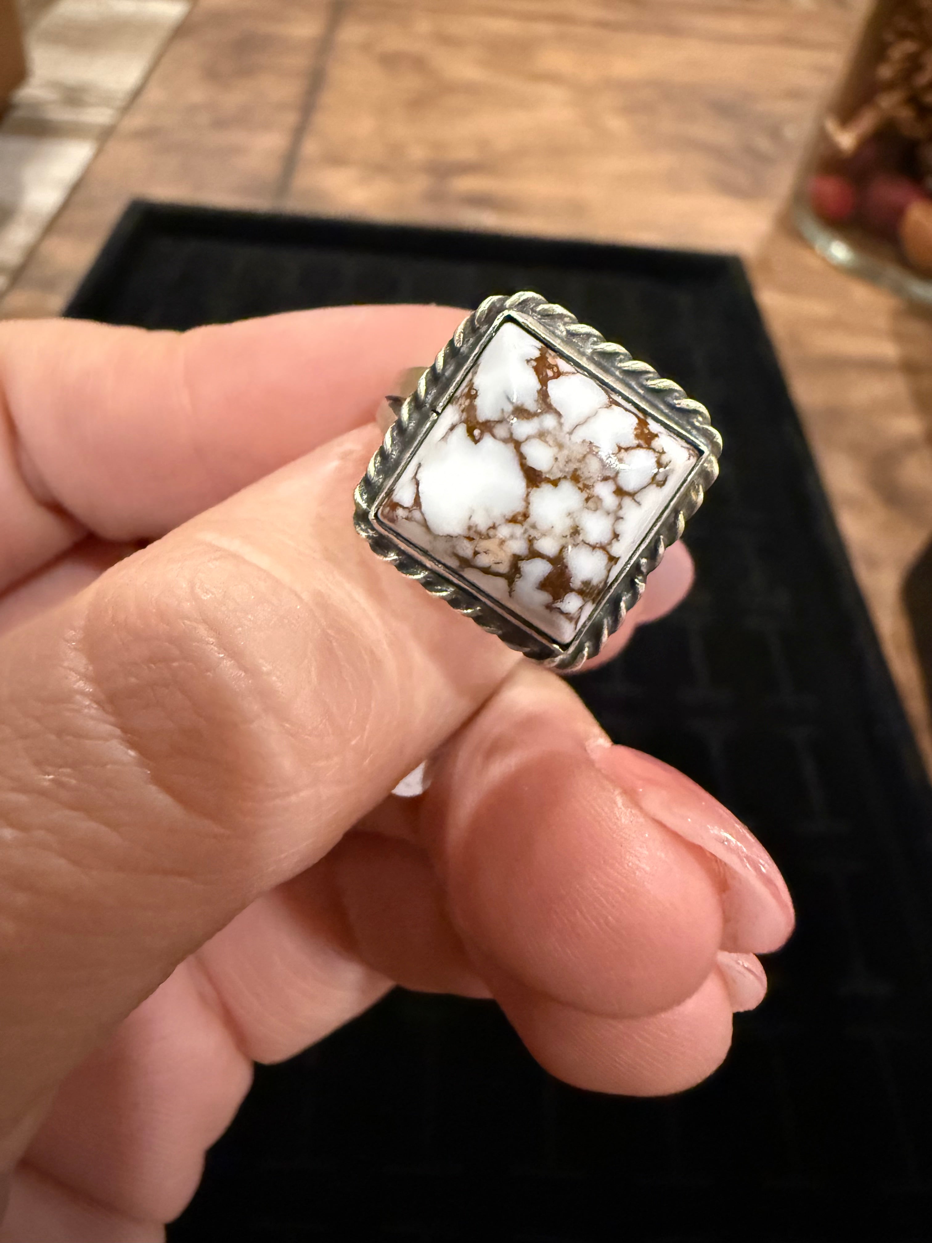 Square Stone Rings w/ Rope Design