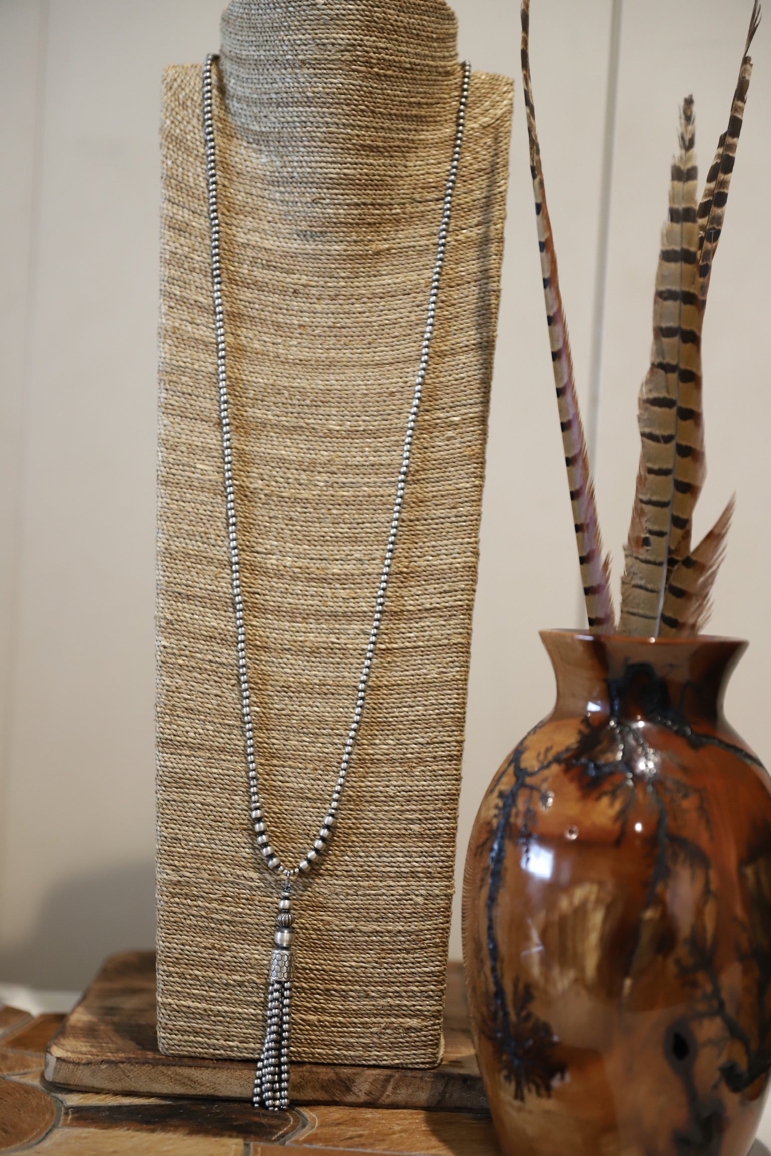 4mm Necklace with Tassel