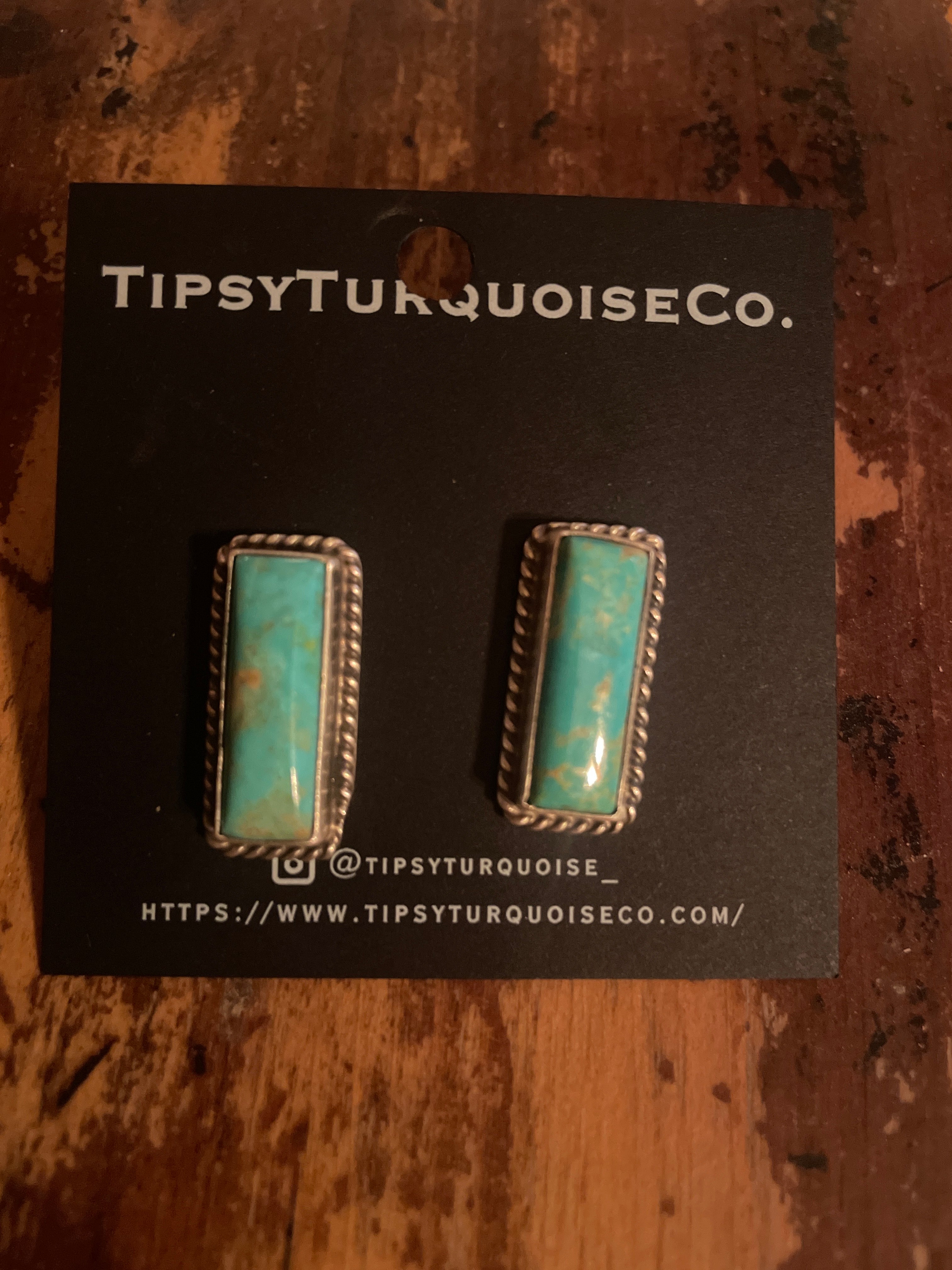 Kingman Turquoise Rectangle Studs