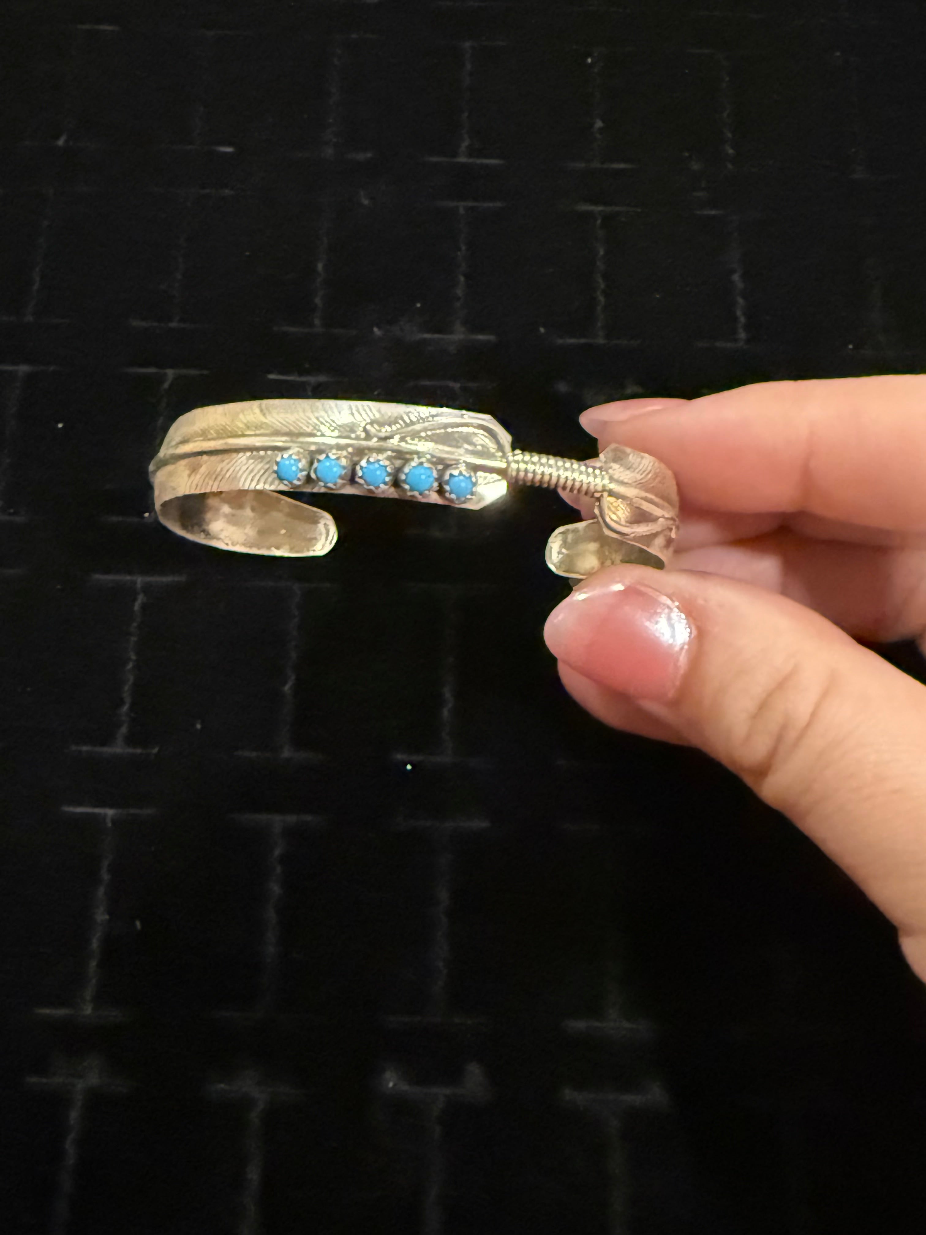 5 Turquoise Mini Stone Feather Cuff