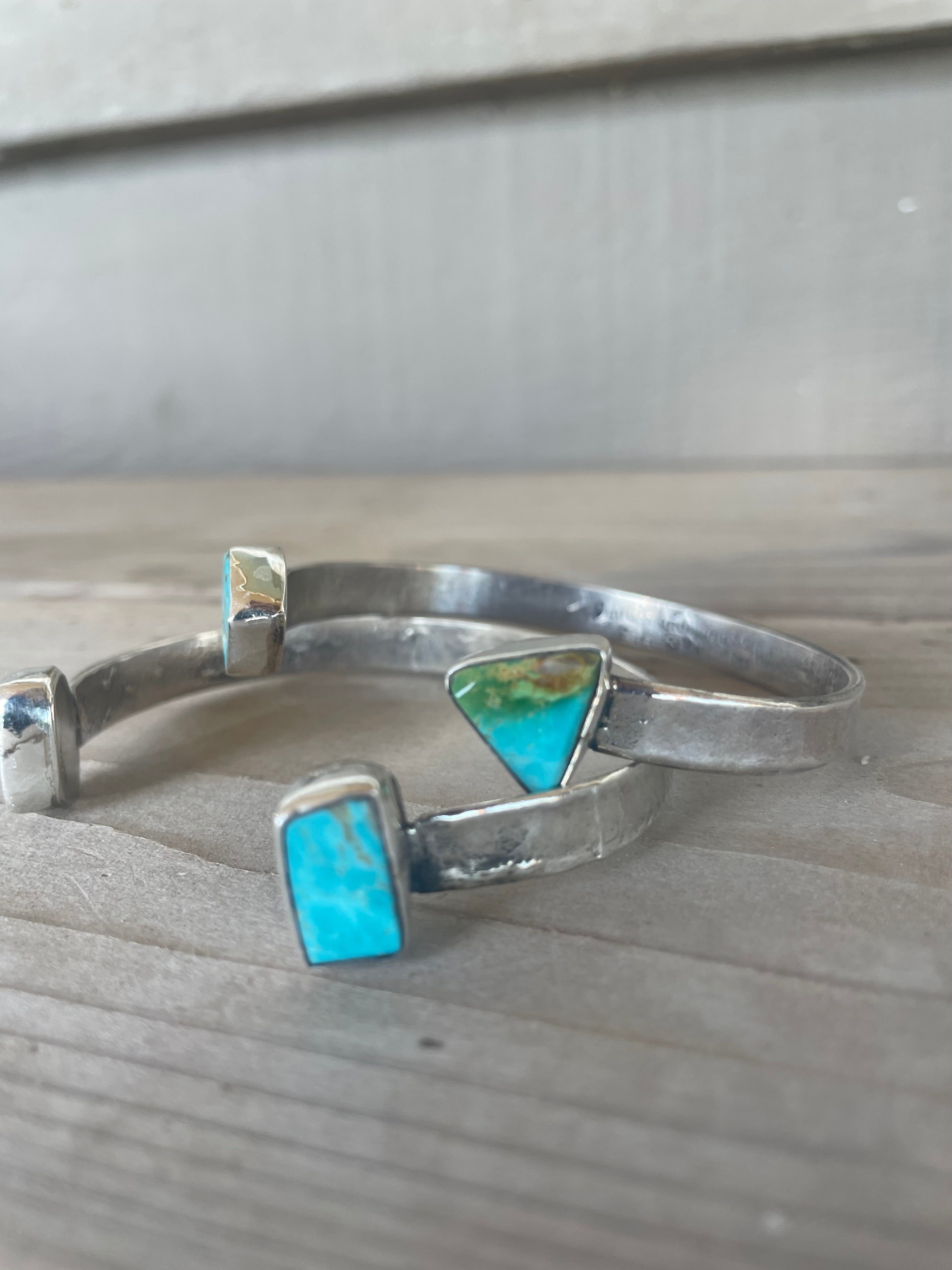 Open Turquoise 2 Stone Cuff