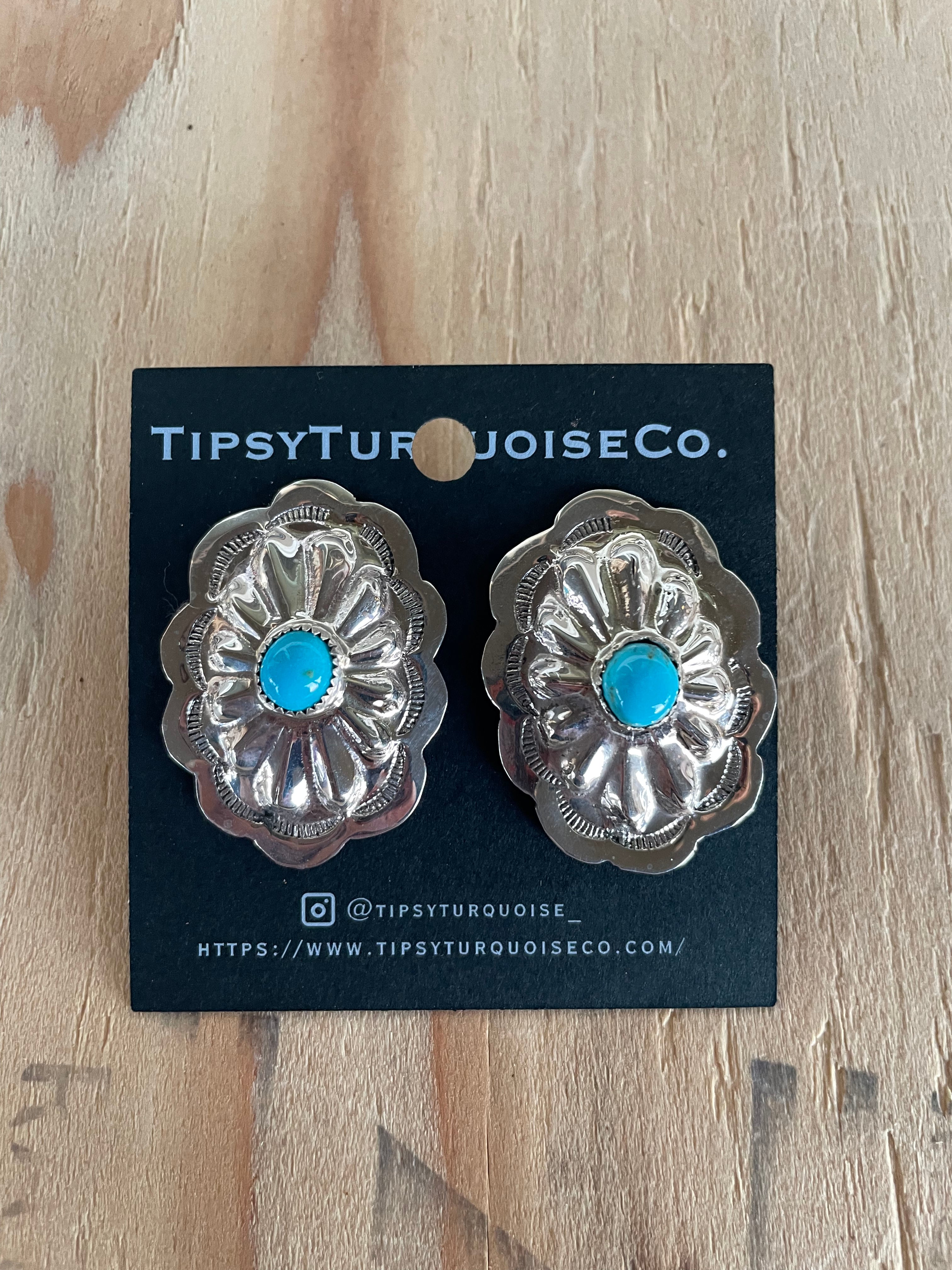 Large Turquoise Conch Earrings
