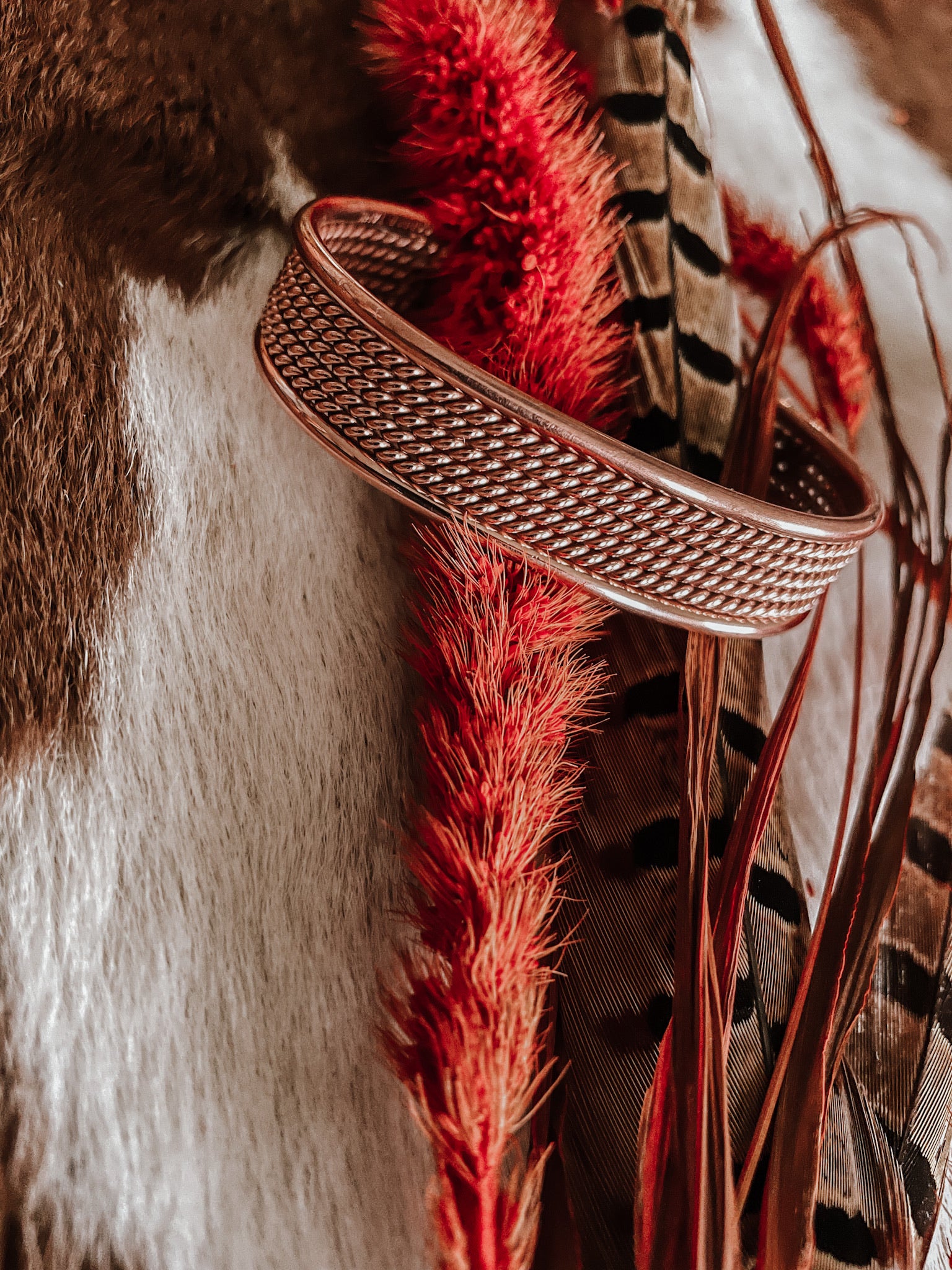 Thick Beaded Copper Cuff