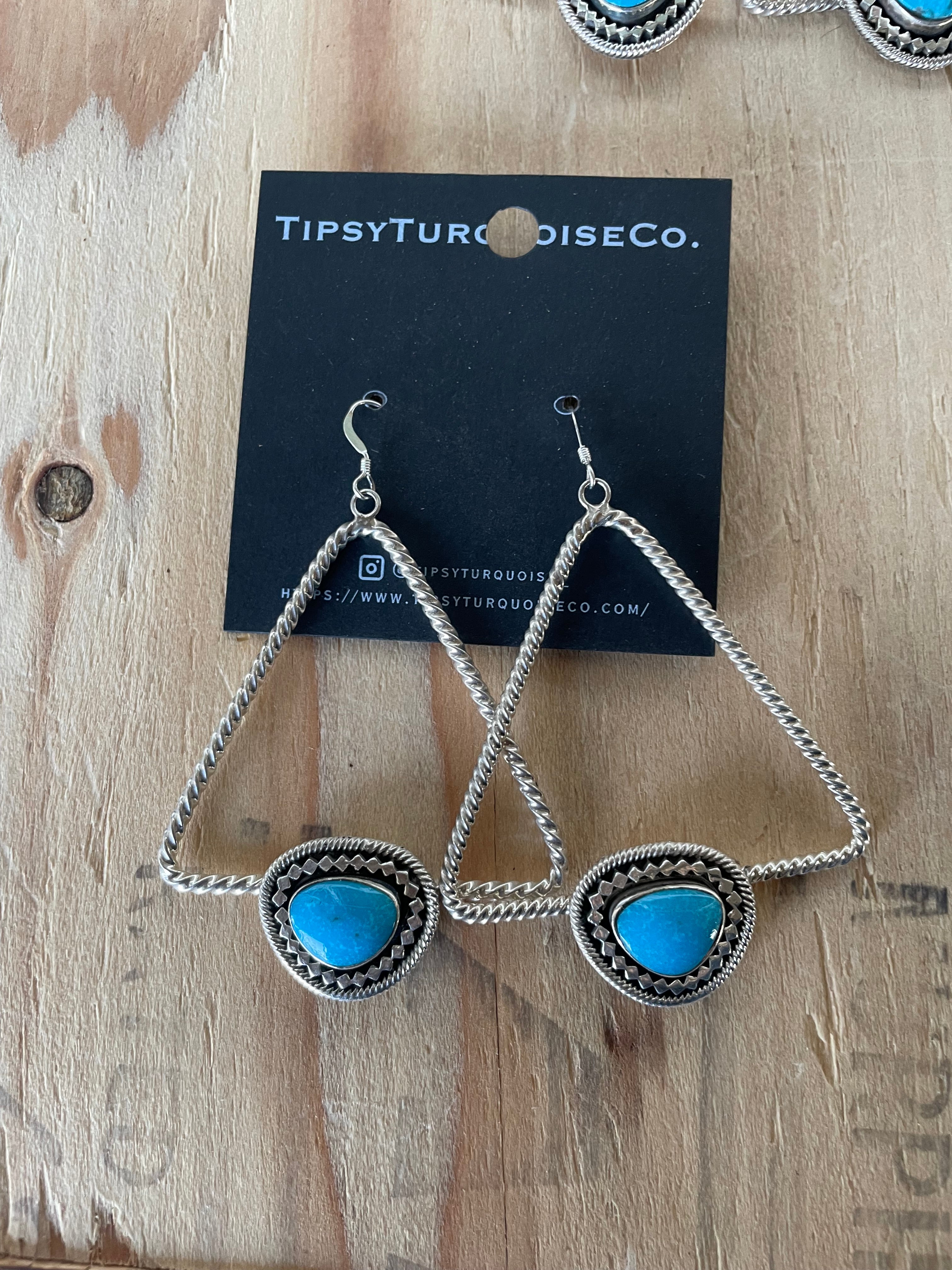 Triangle Turquoise Hoops Earrings