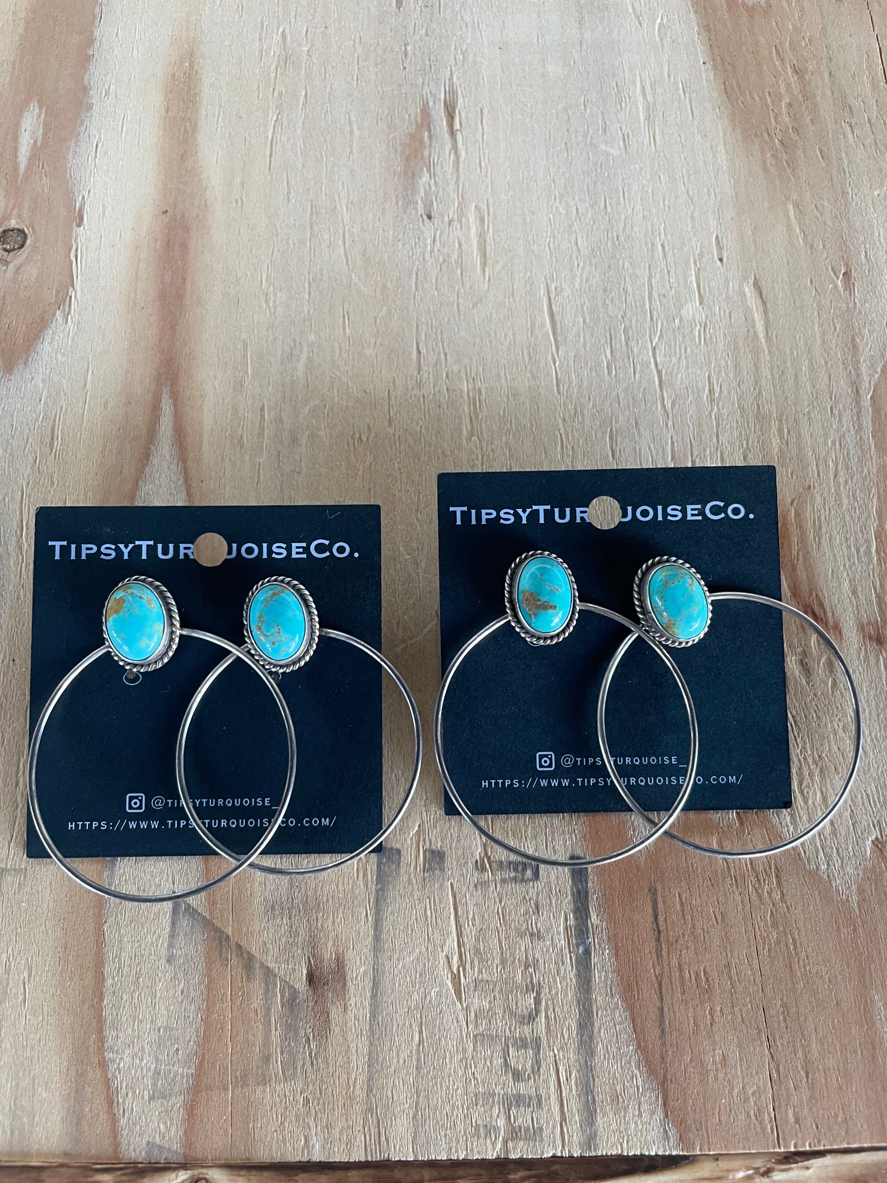 Turquoise Studs with Silver Hoops