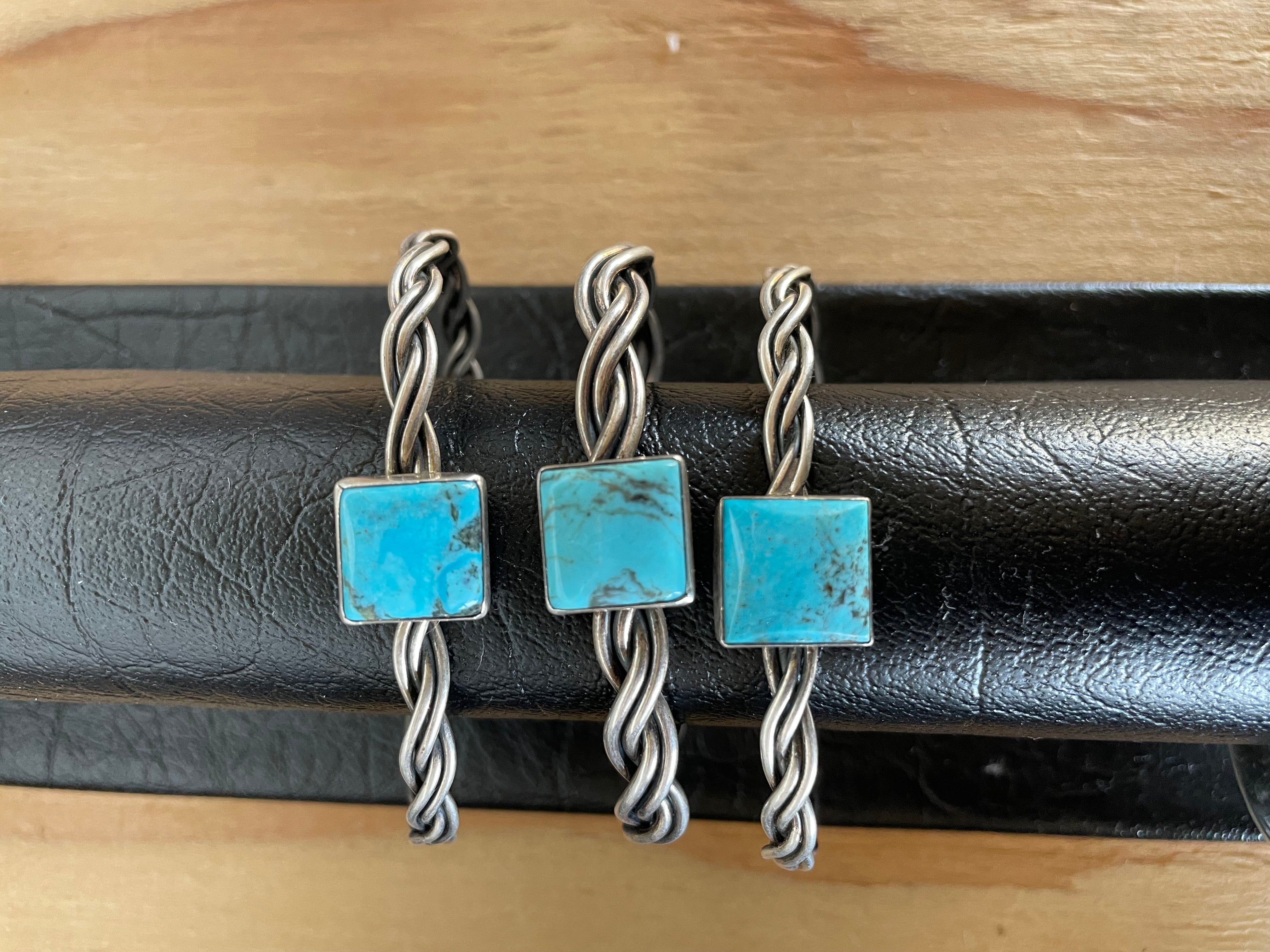 Big Turquoise Square Roped Cuff