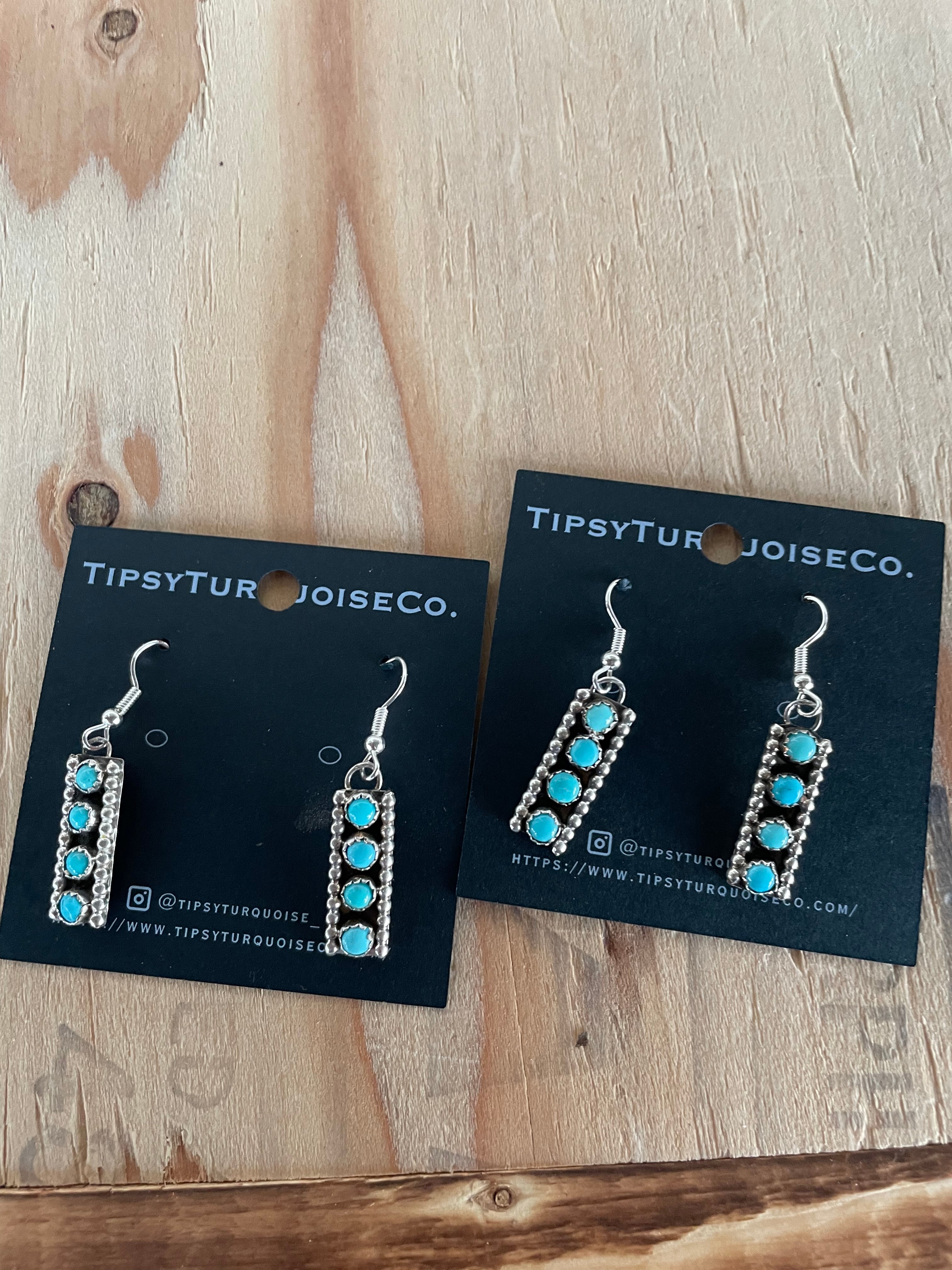 4 Turquoise Stone Rectangle Earrings