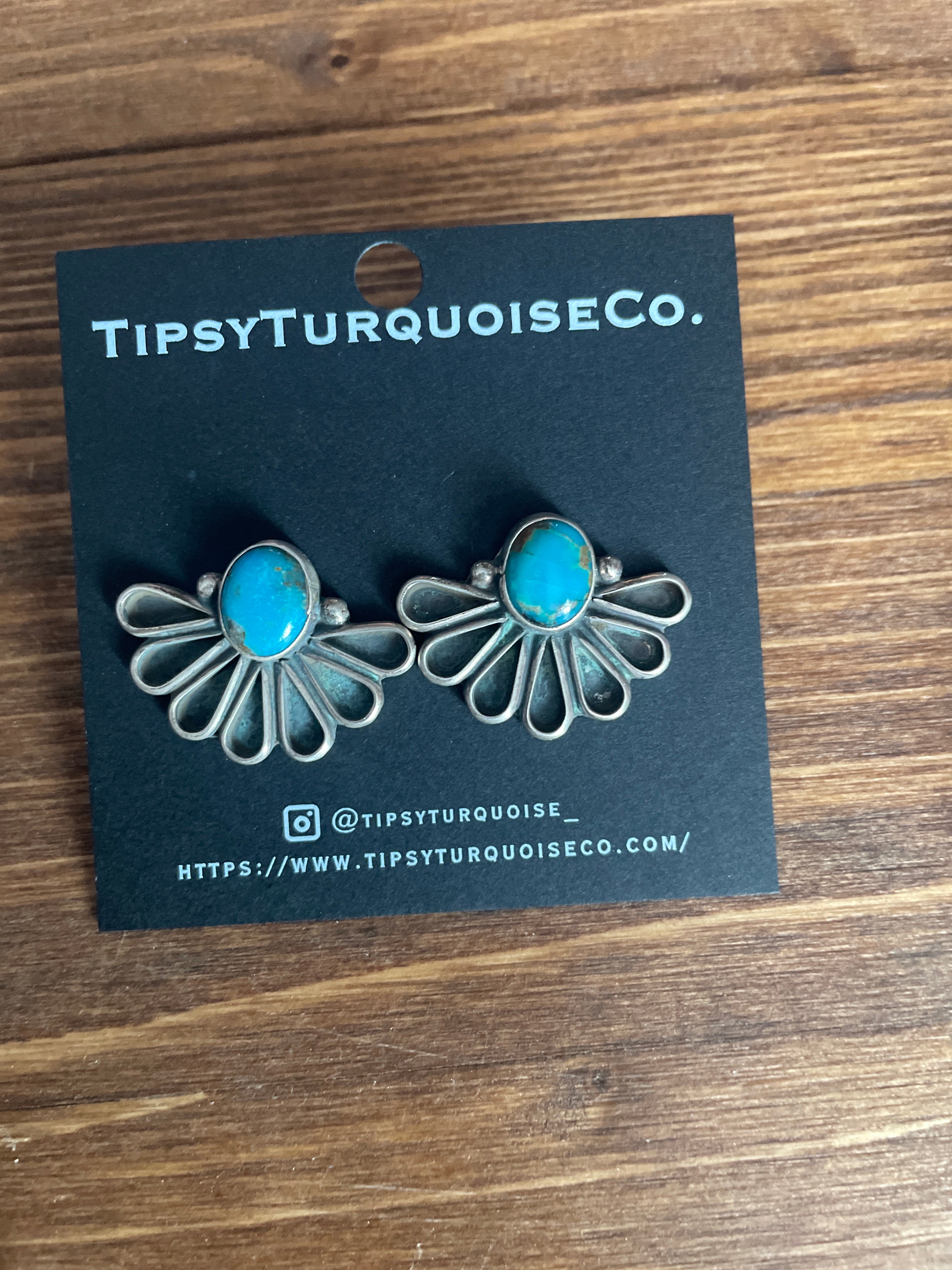 Turquoise Stud with half moon Silver