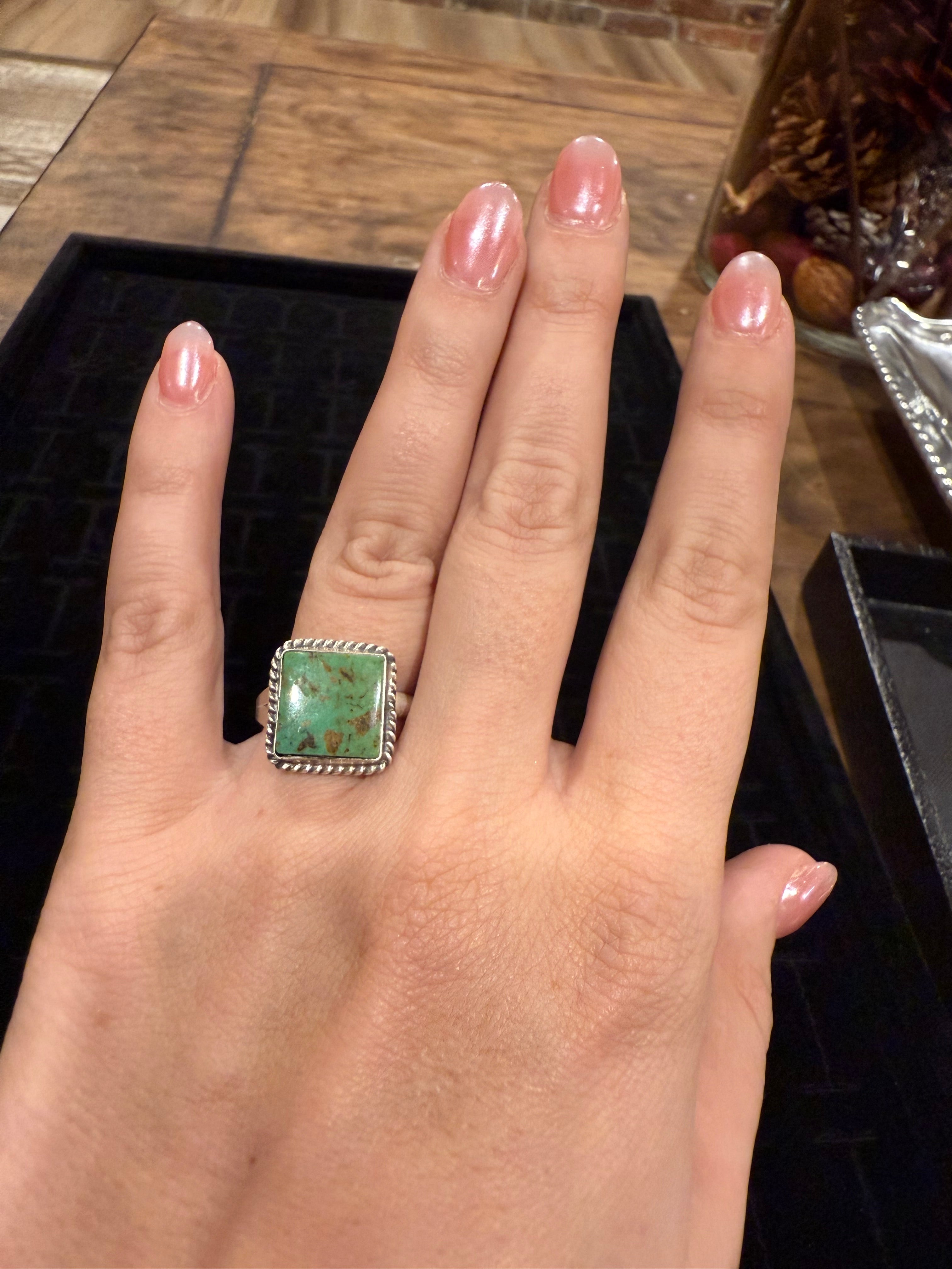 Square Stone Rings w/ Rope Design