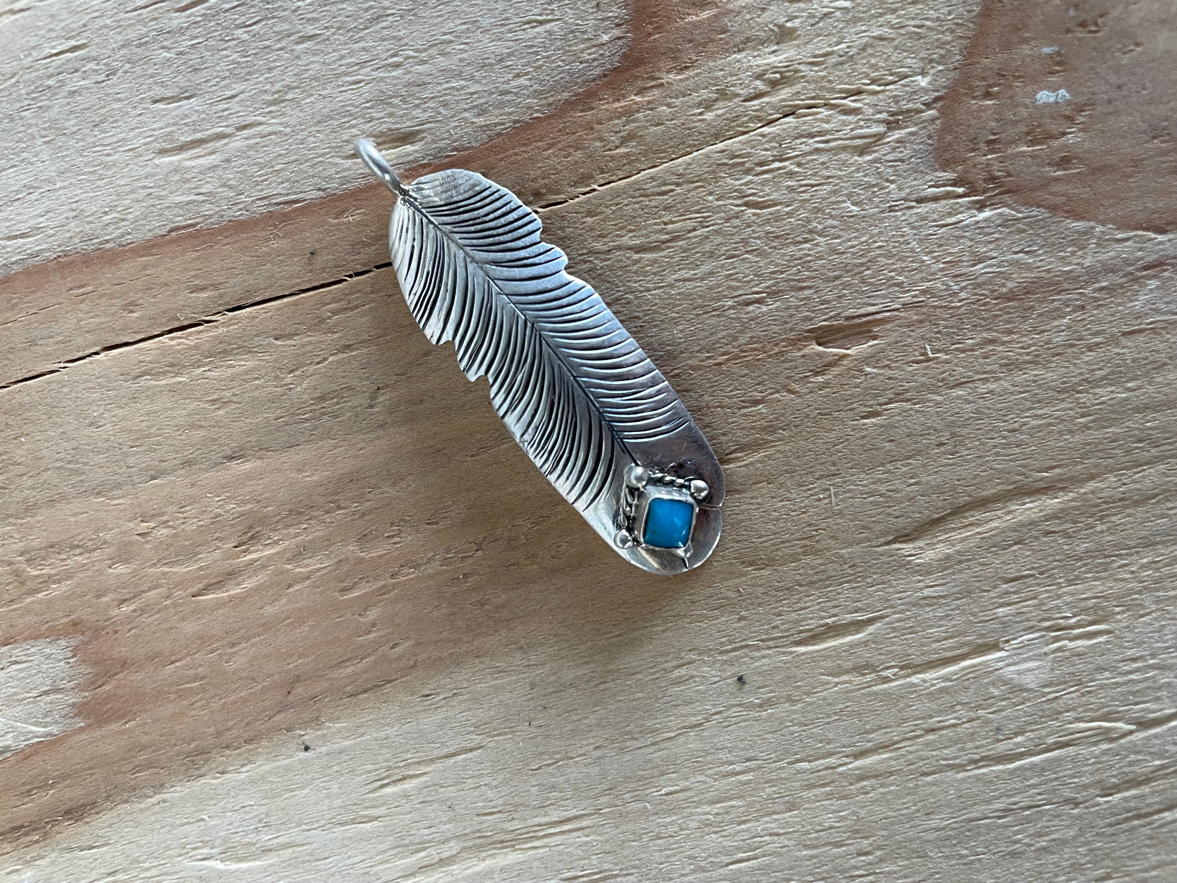 Feather w/ Stone Pendant