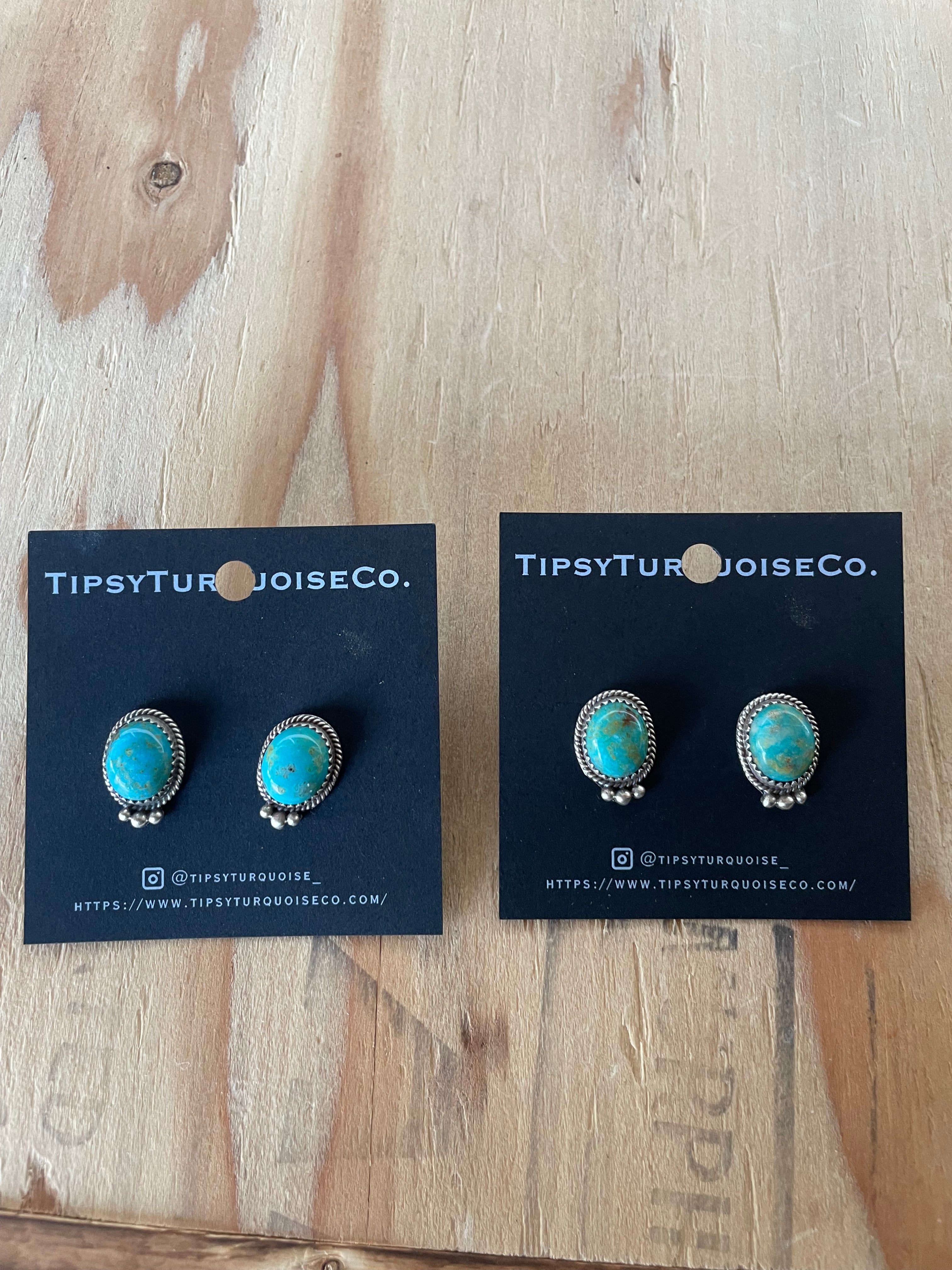 Turquoise Studs w/ 3 Silver Balls