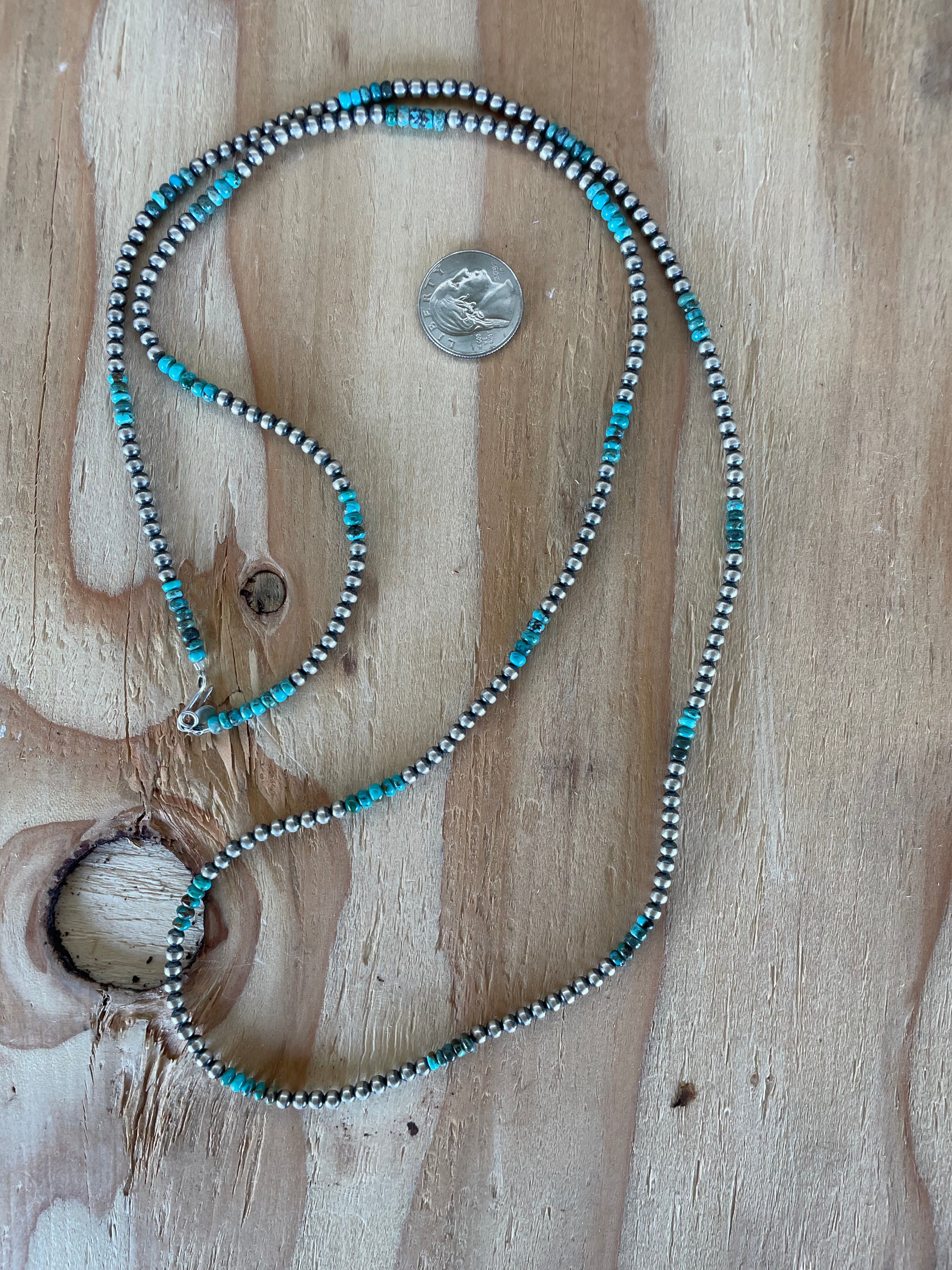 4mm Navajos & Turquoise Rondelles Necklace