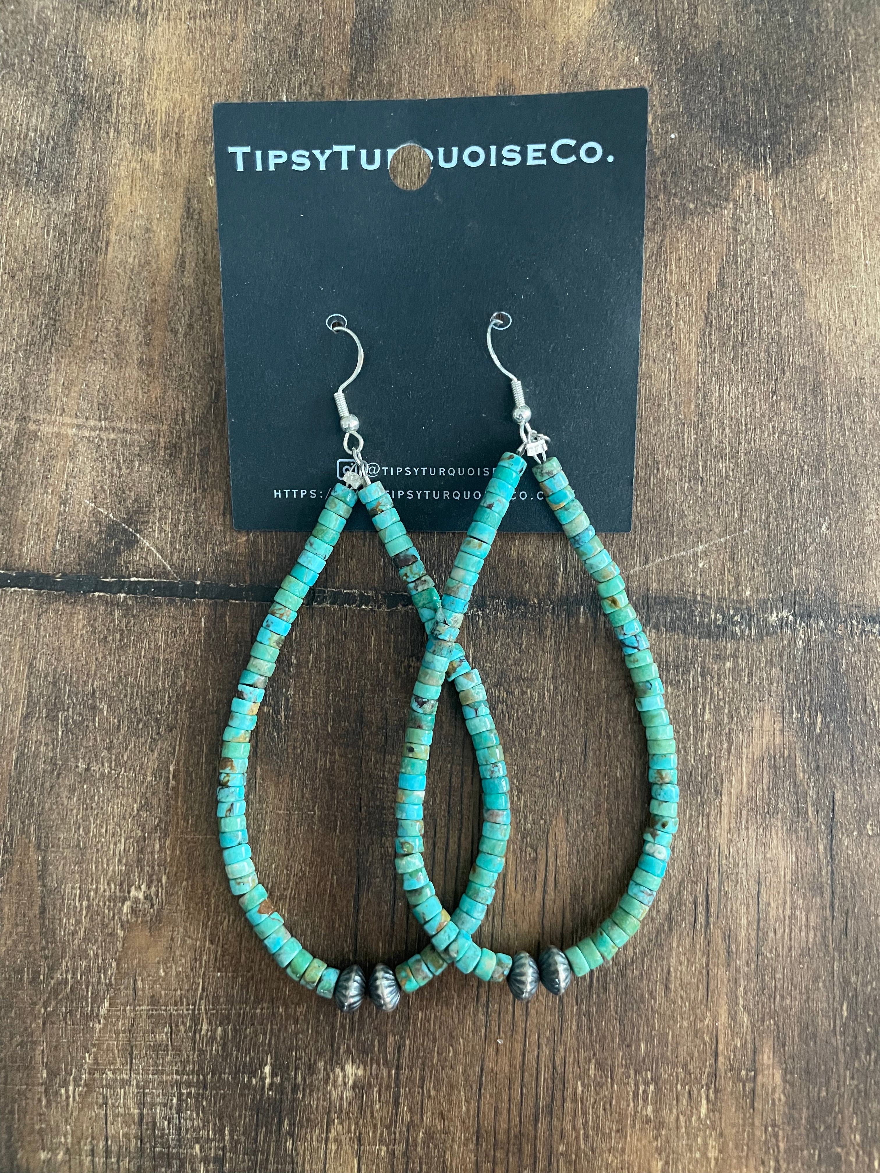 Turquoise Teardrop Earrings with Decorative Navajos