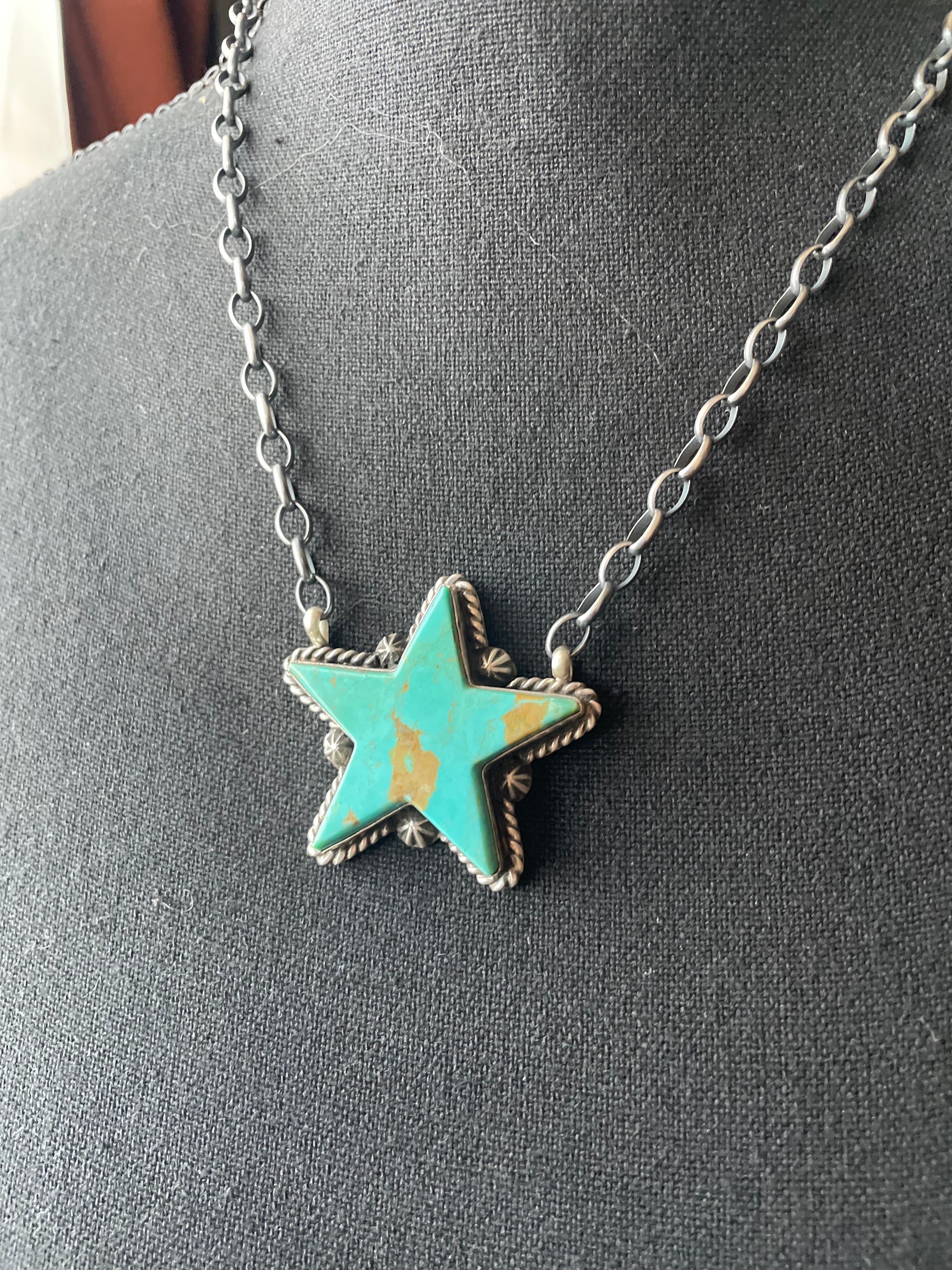 Large Star Kingman Turquoise Necklace