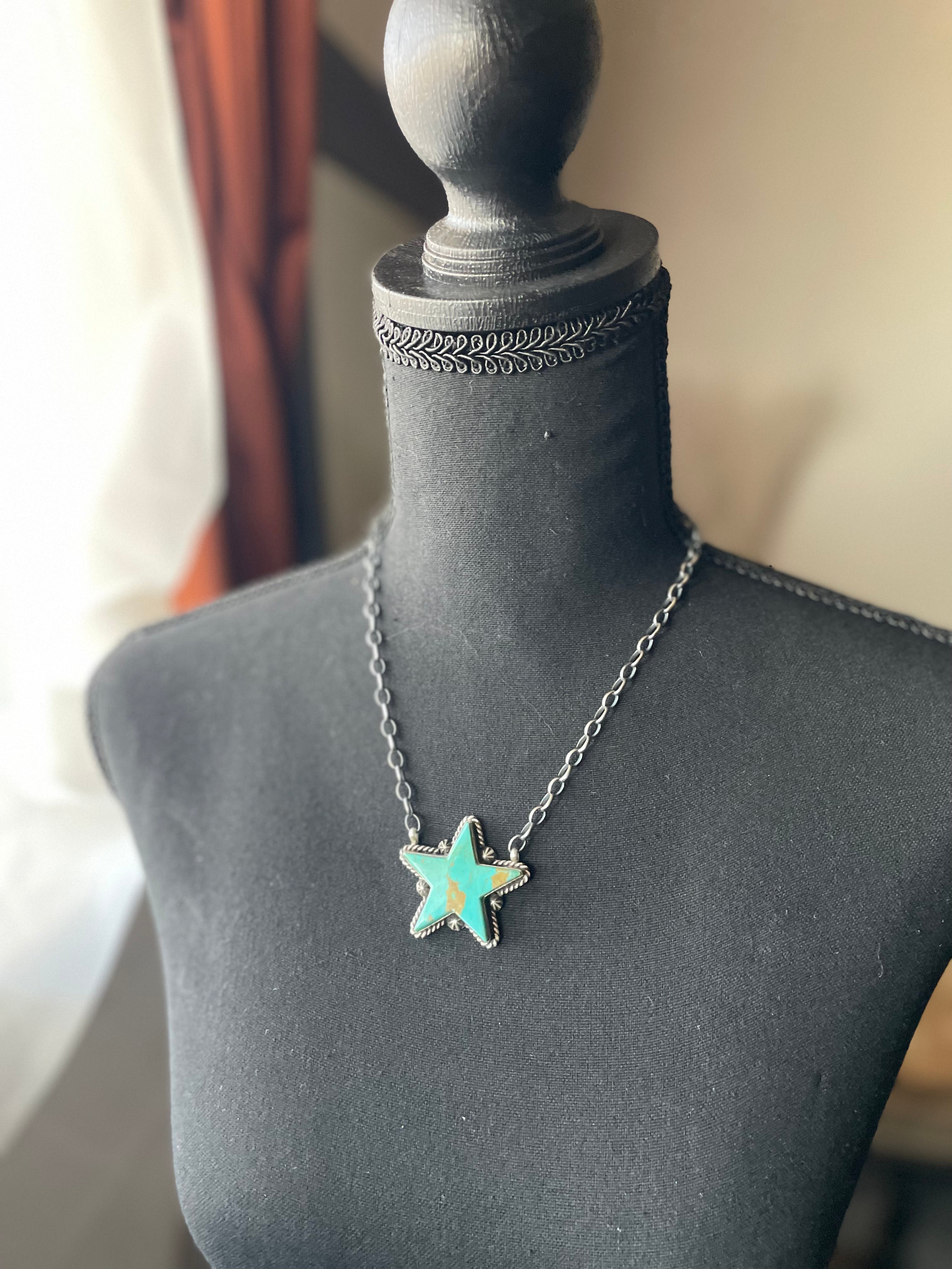 Large Star Kingman Turquoise Necklace